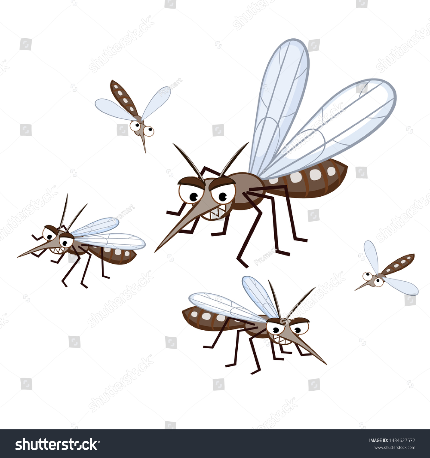 Cartoon Mosquito Aedes Aegypti White Background Stock Vector Royalty Free