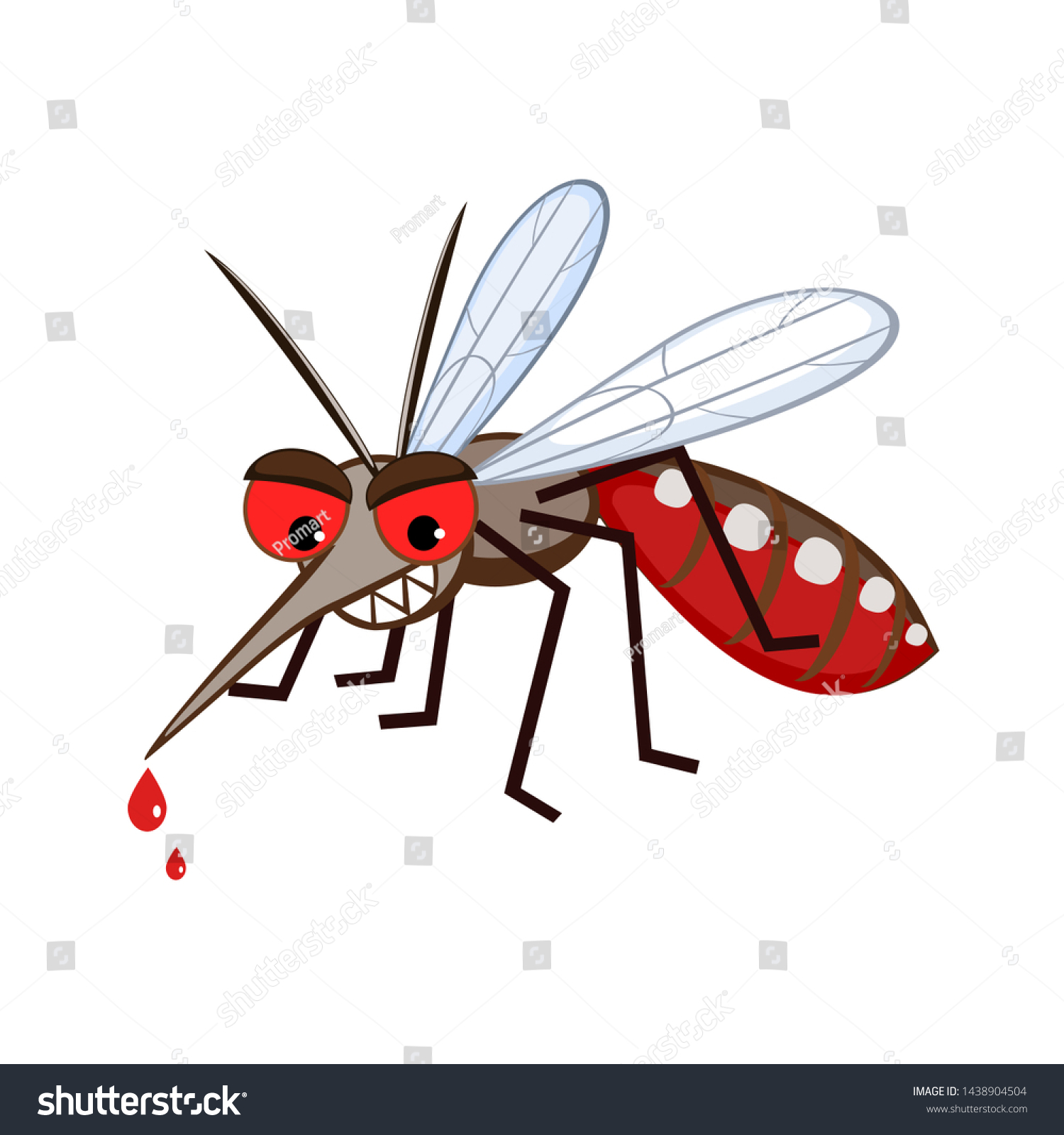 Cartoon Mosquito Aedes Aegypti Vector เวกเตอรสตอก ปลอดคาลขสทธ