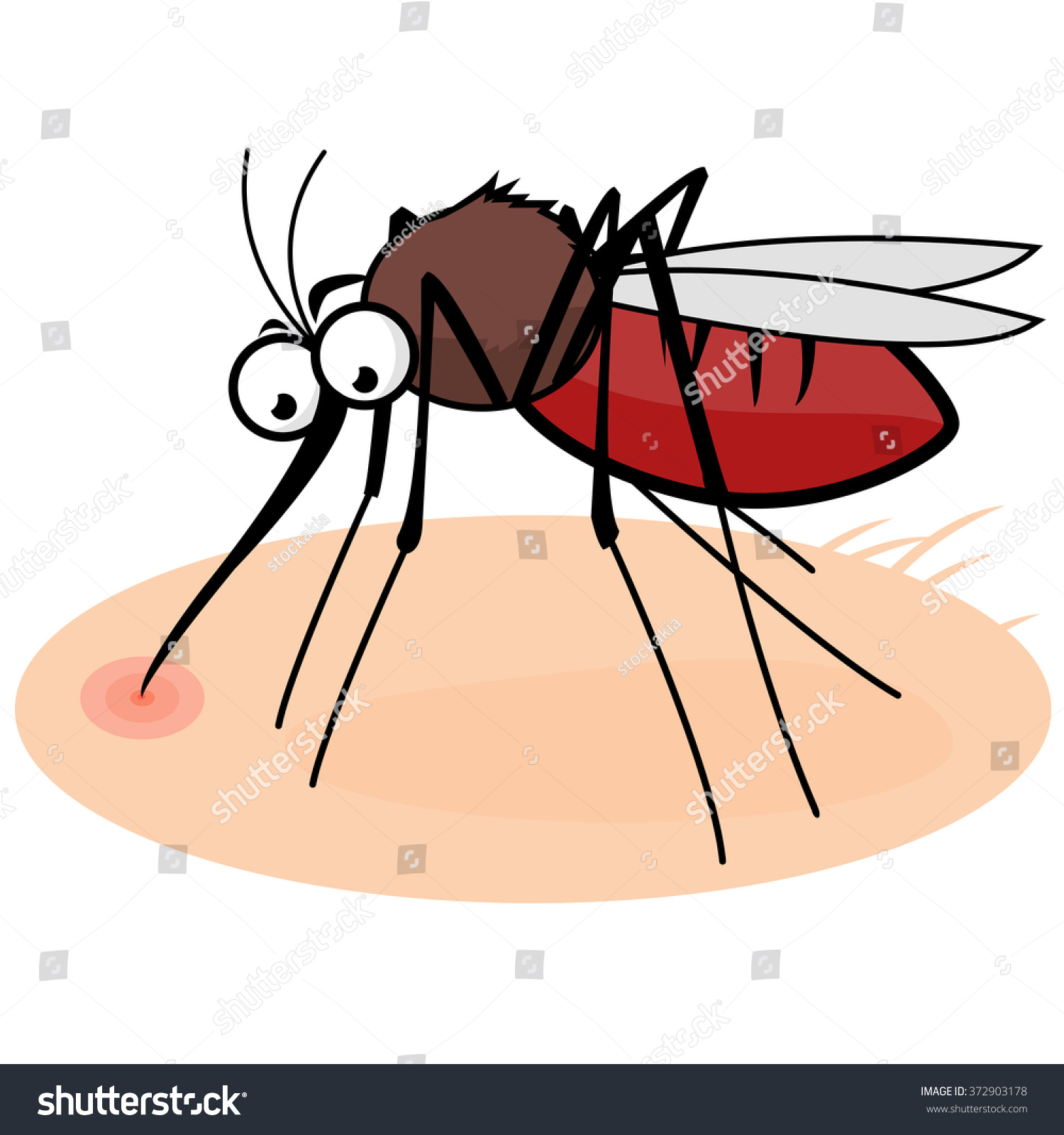 15 190 Blood Sucking Insects Images Stock Photos Vectors Shutterstock   Stock Vector Cartoon Mosquito On Human Skin Sucking Blood Vector Illustration 372903178 