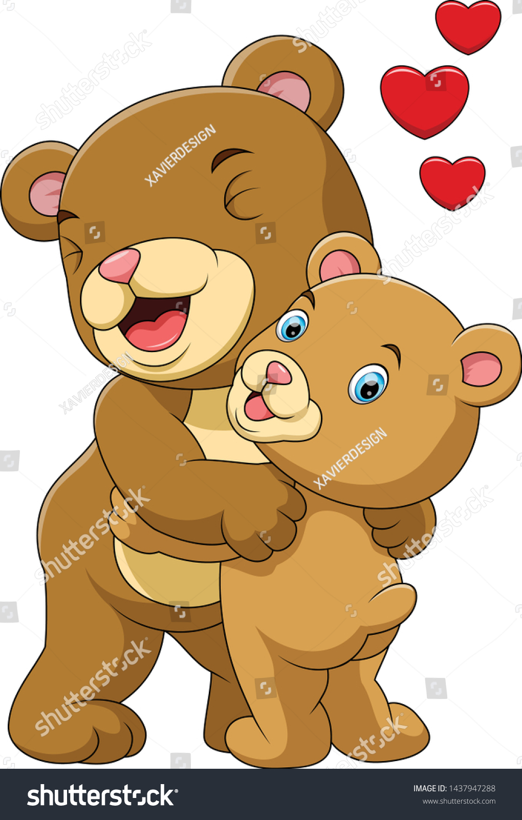 Cartoon Mother Baby Brown Bear Stock Vector (Royalty Free) 1437947288