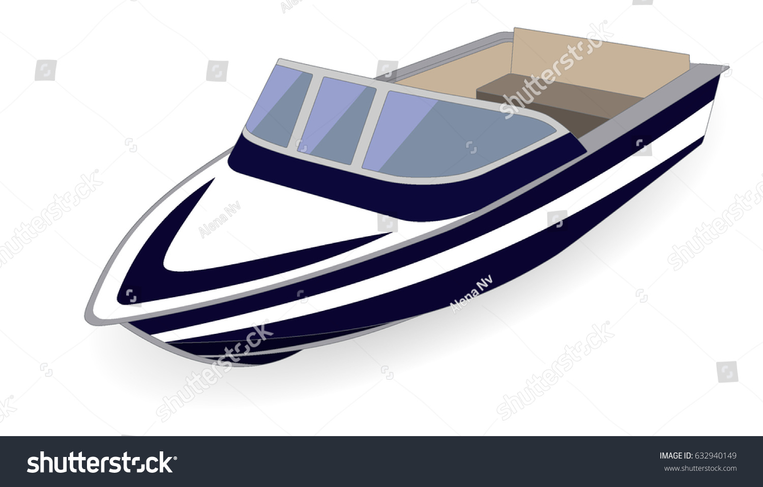 Cartoon Motor Boat Isolated On White Stock Vector 632940149 - Shutterstock
