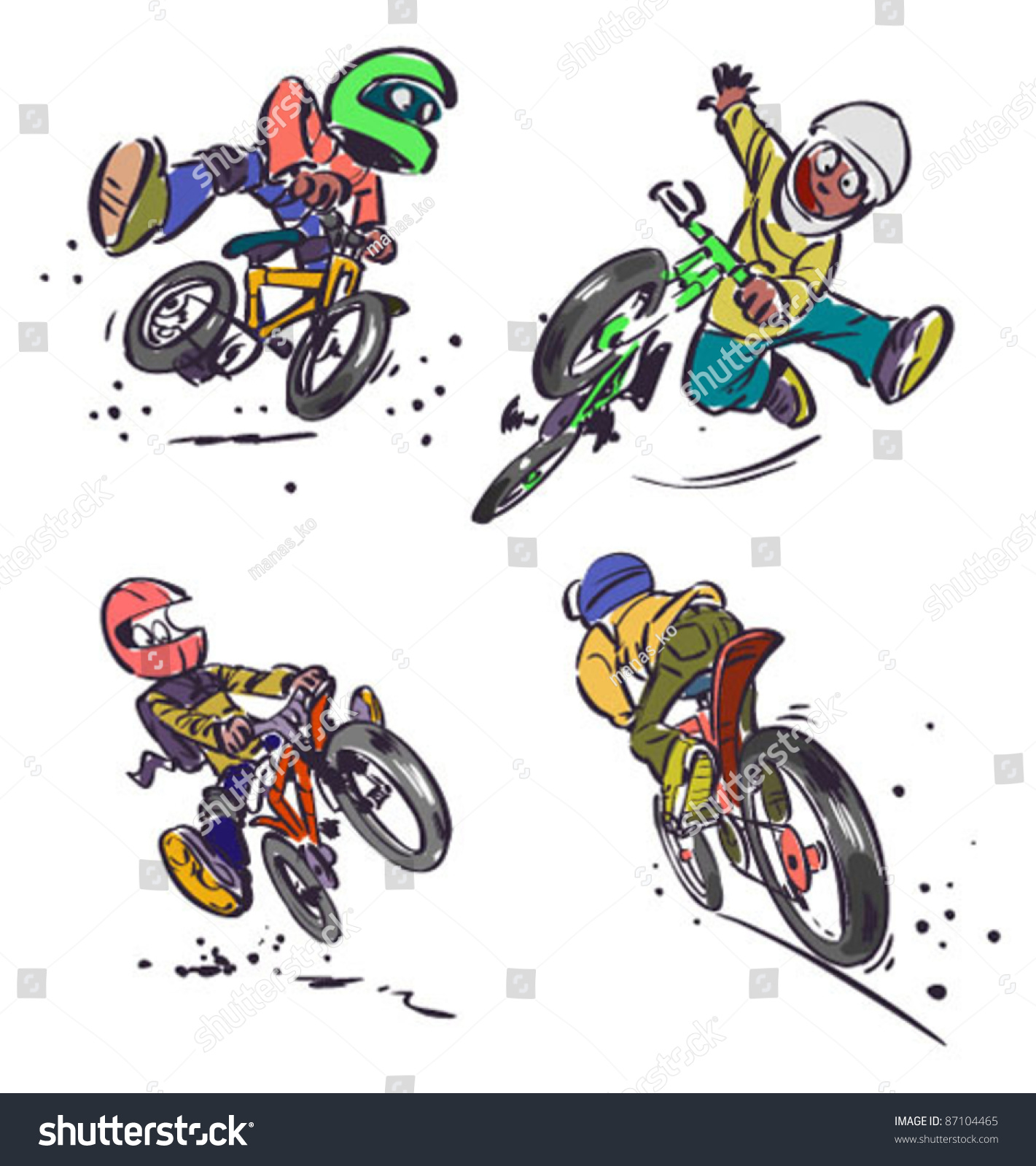 Cartoon Mountain Bikers Stock Vector 87104465 Shutterstock