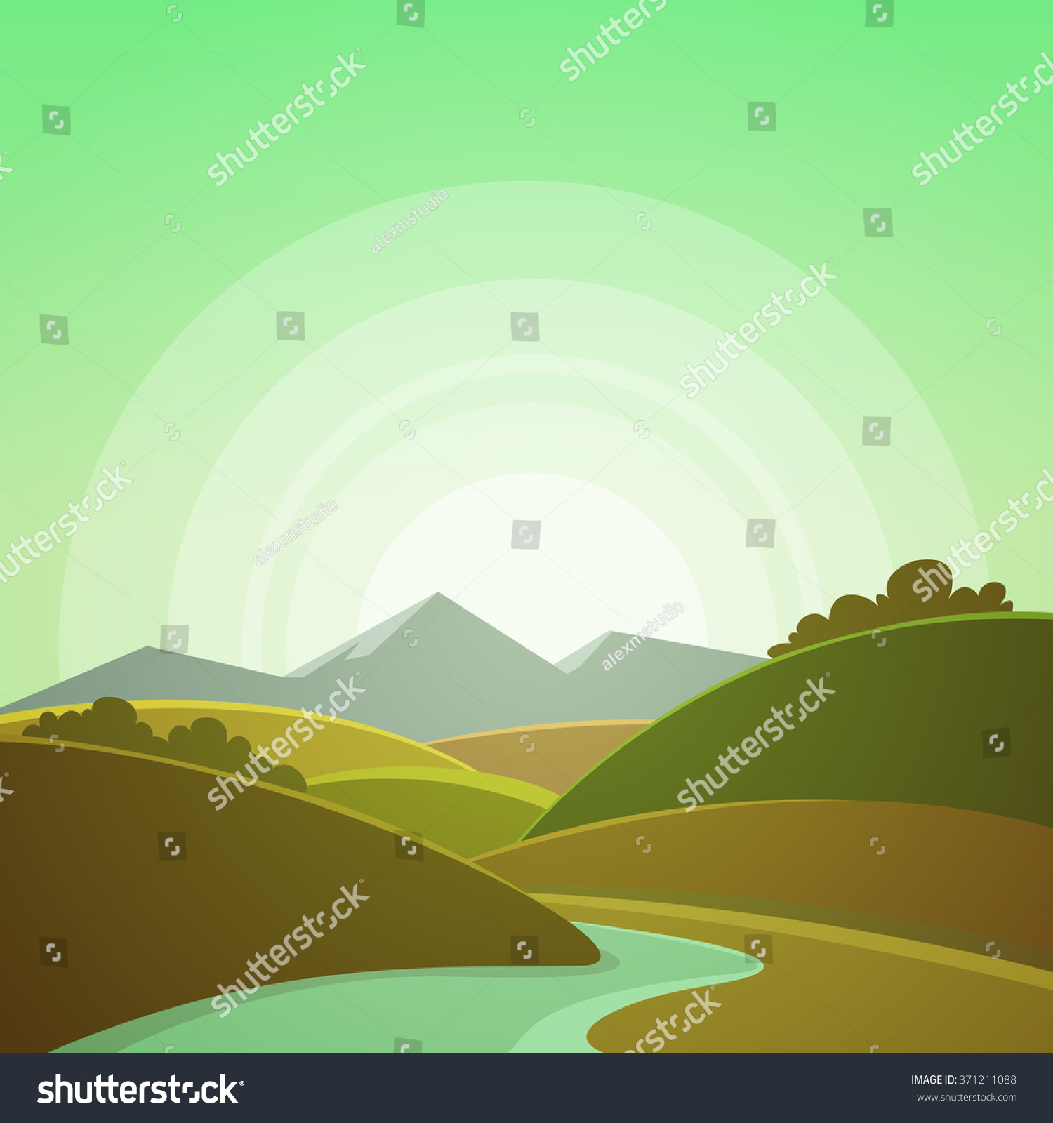 Cartoon Mountain Landscape Vector Illustration Stock Vector (Royalty ...