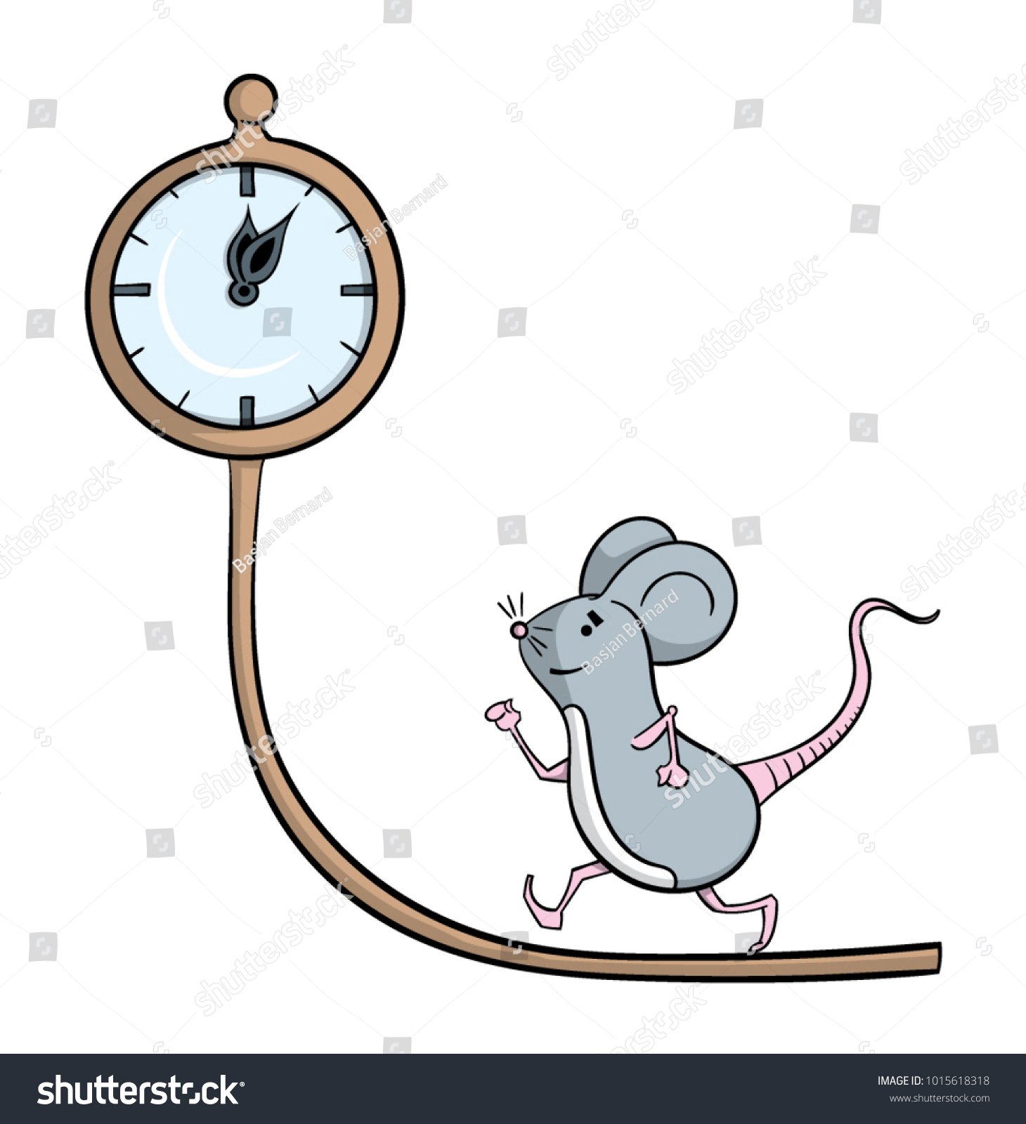 Cartoon Mouse Running Clock เวกเตอร์สต็อก (ปลอดค่าลิขสิทธิ์) 1015618318