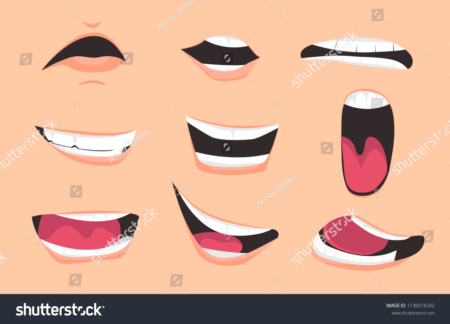 Cartoon Mouth Expressions Set Vector Illustration Stock Vector (Royalty ...