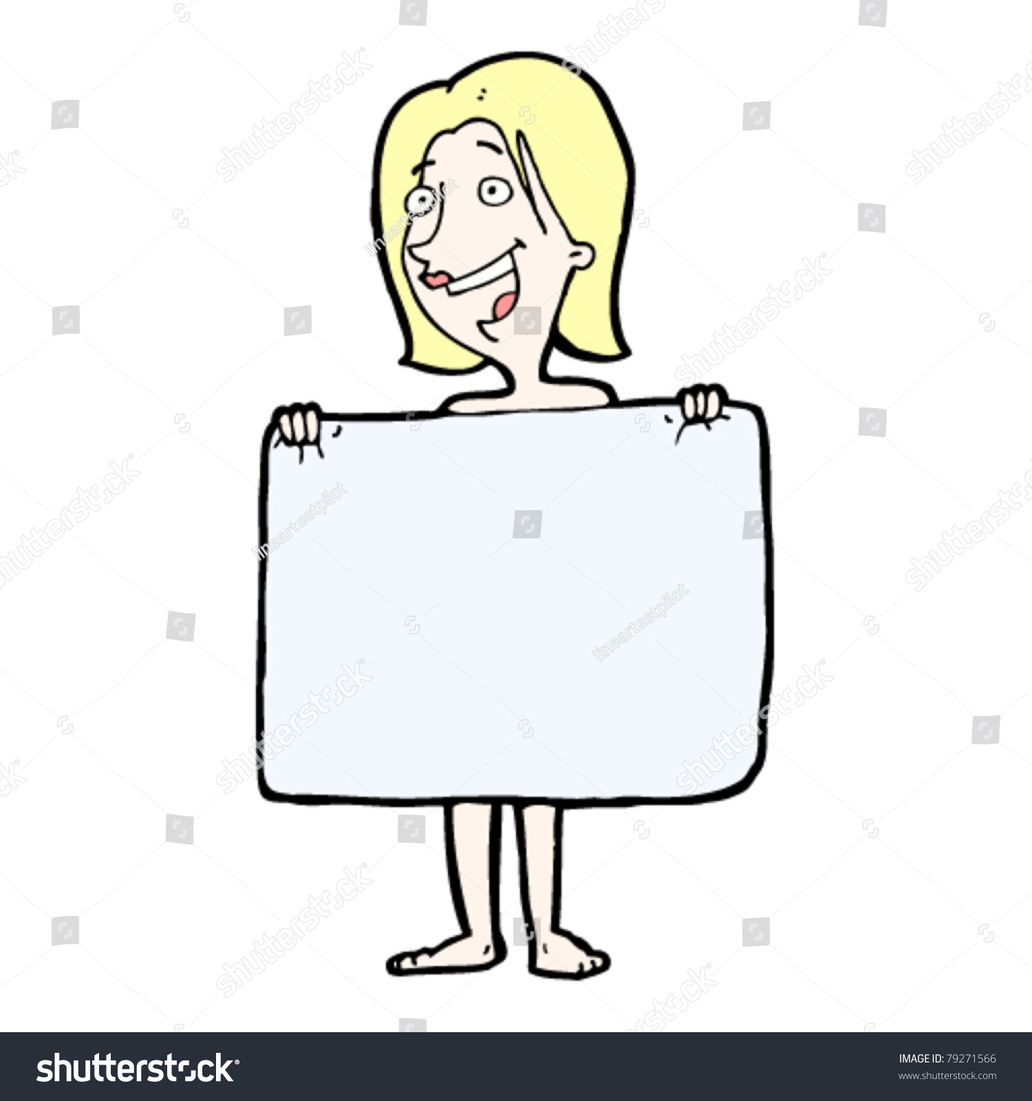 Bande Dessin E Femme Blonde Nue Cach E Image Vectorielle De Stock Libre De Droits