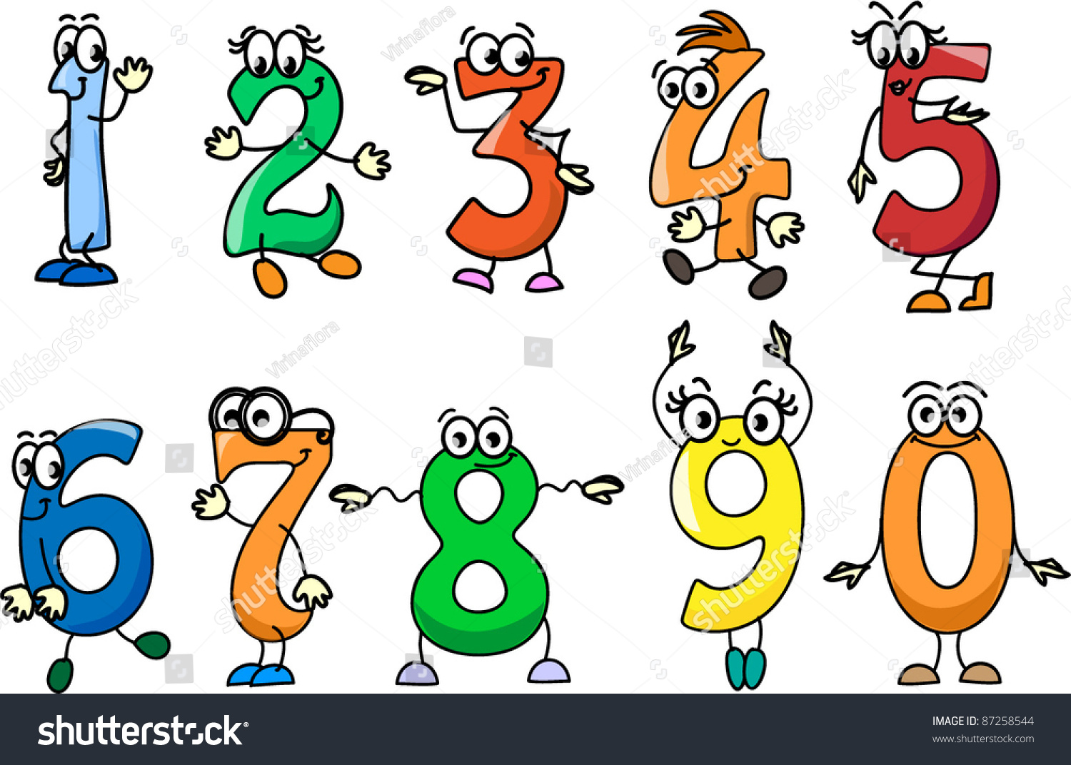 Cartoon Numbers Stock Vector (Royalty Free) 87258544 | Shutterstock