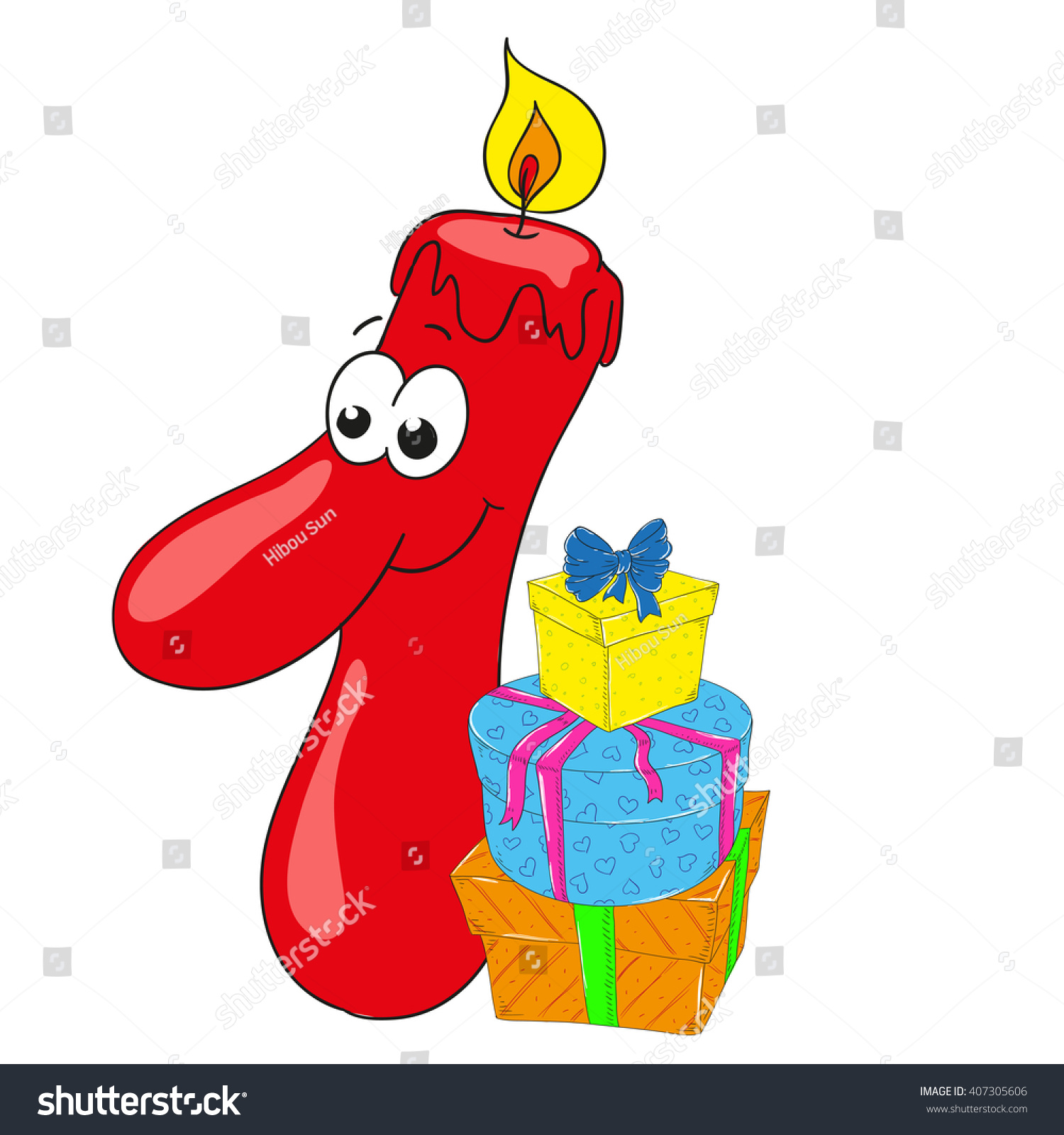 Cartoon Numbers Gifts Character Vector Stock Vector (Royalty Free ...