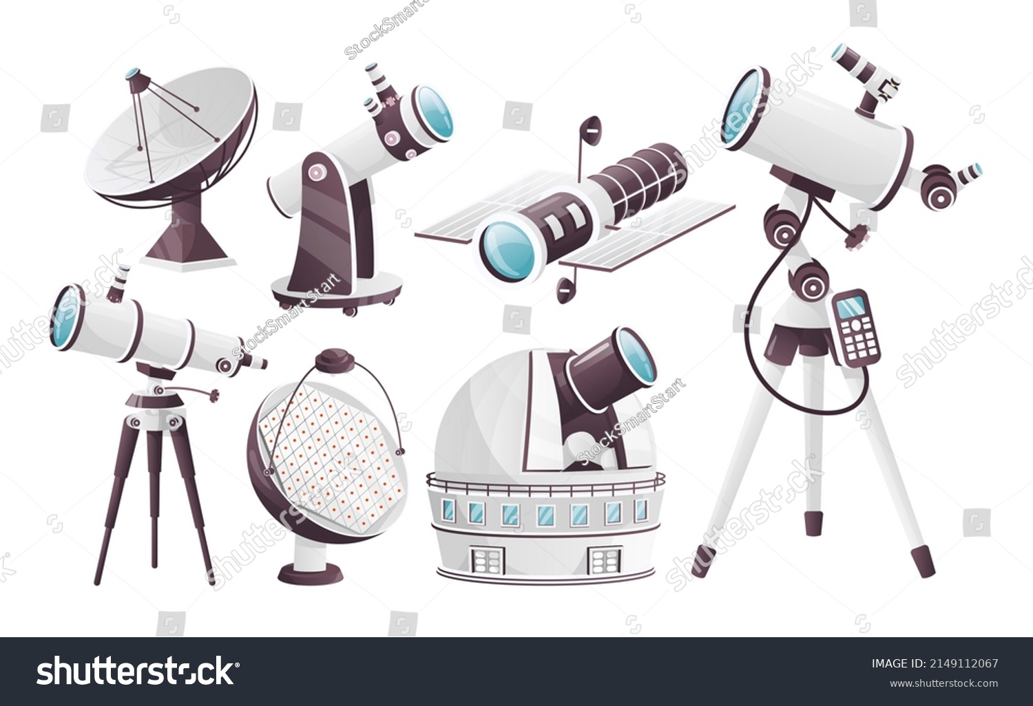 Cartoon Observatories Satellite Telescope Astronomical Telescopio Stock ...