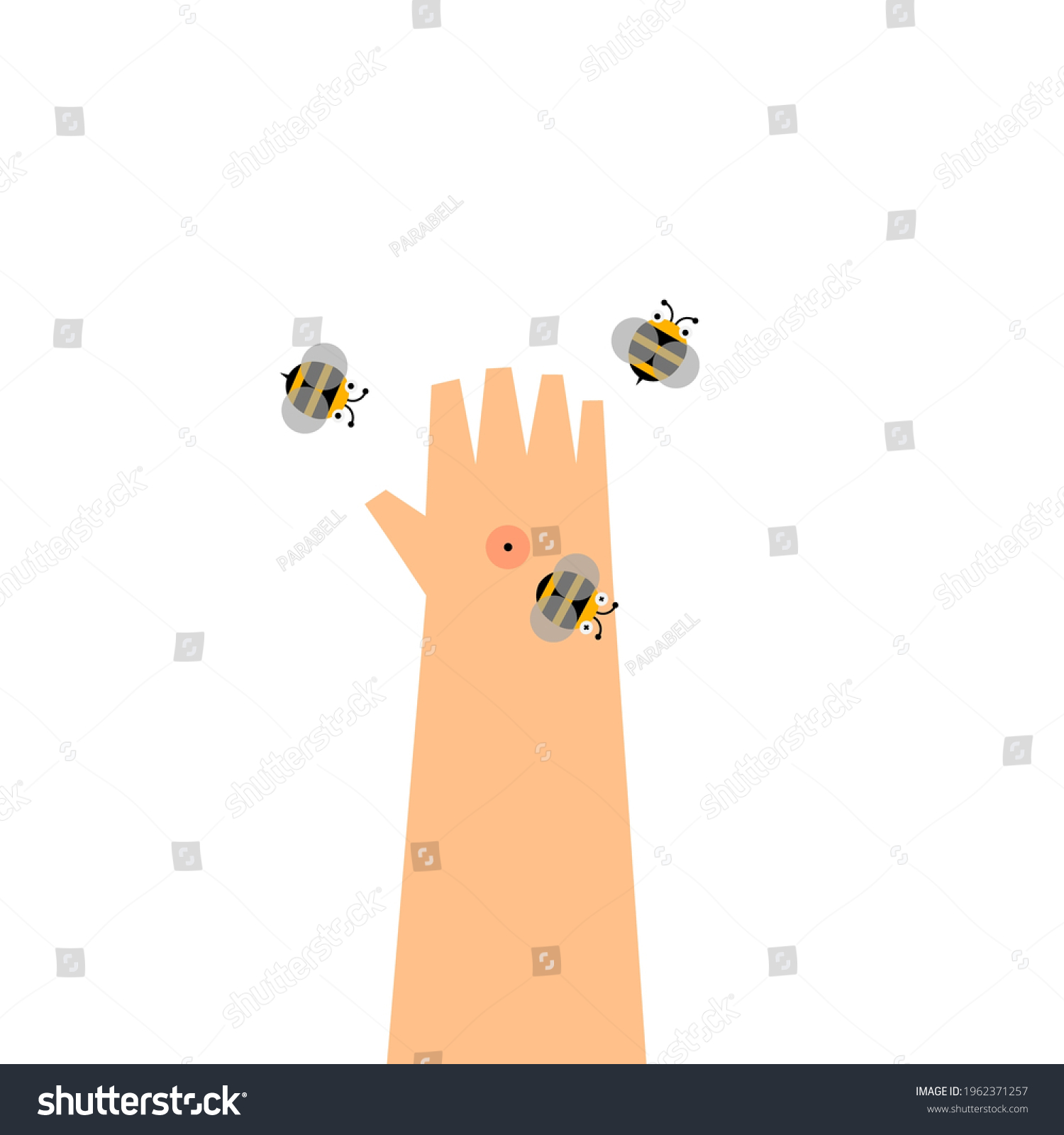 Cartoon Bee Sting Hand Stock Vector Royalty Free 1962371257 Shutterstock 5436