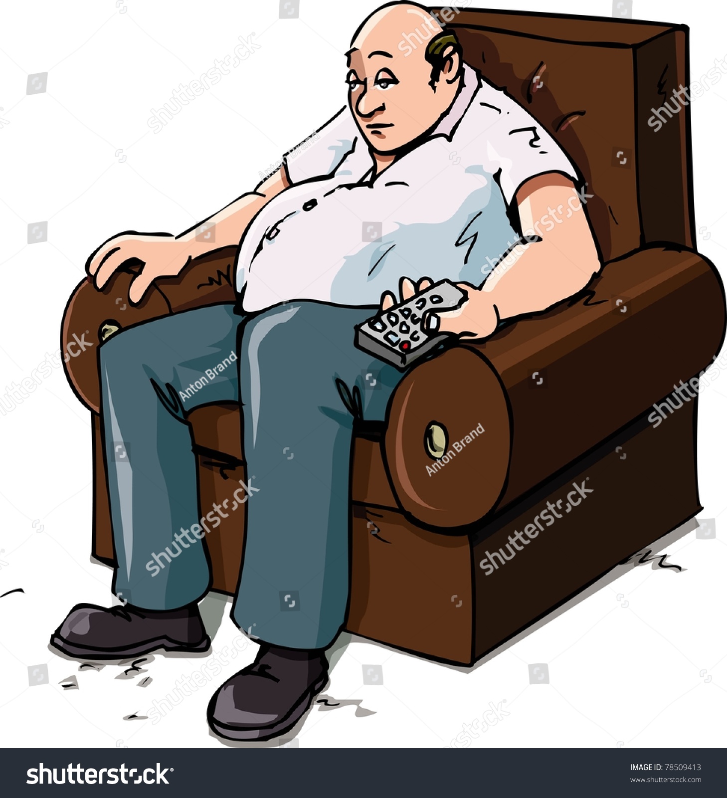 Cartoon Couch Potato On Chair Isolated Stock Vector Royalty Free 78509413