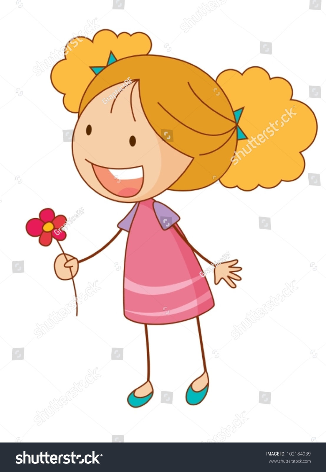 Cartoon Girl Flower Stock Vector 102184939 - Shutterstock