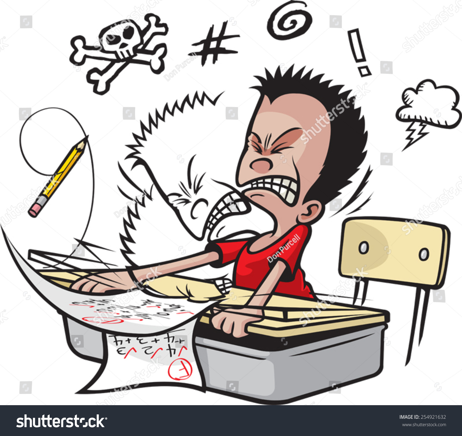 Cartoon School Boy Banging His Head Stock Vektorgrafik Lizenzfrei