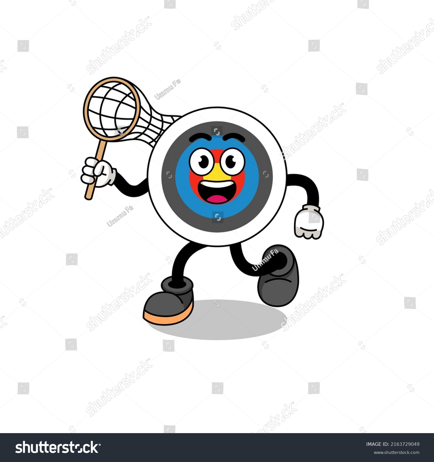 Cartoon Archery Target Catching Butterfly Character Stock Vector ...