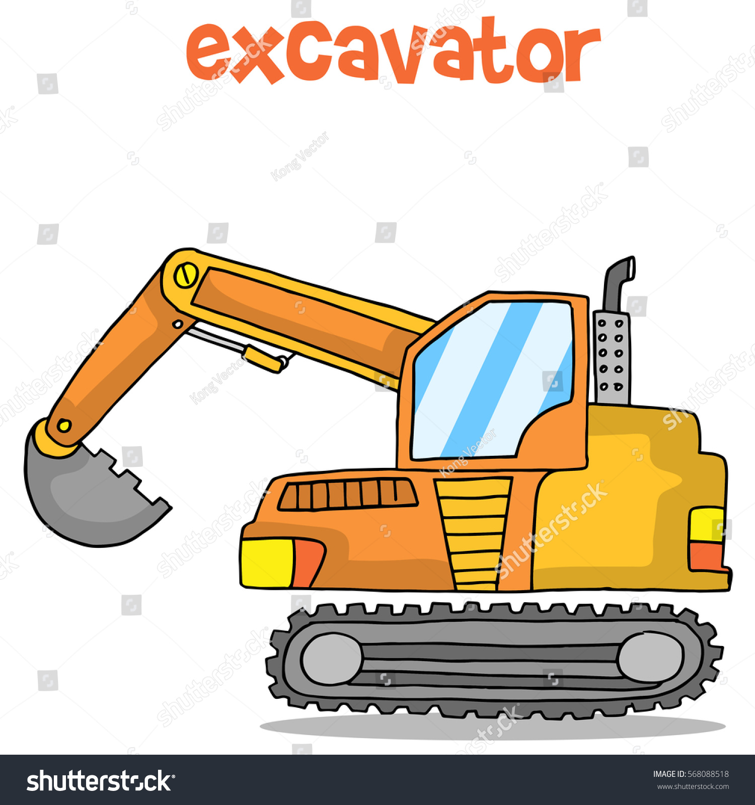 Download Cartoon Excavator Design Vector Art Stock Vector 568088518 ...
