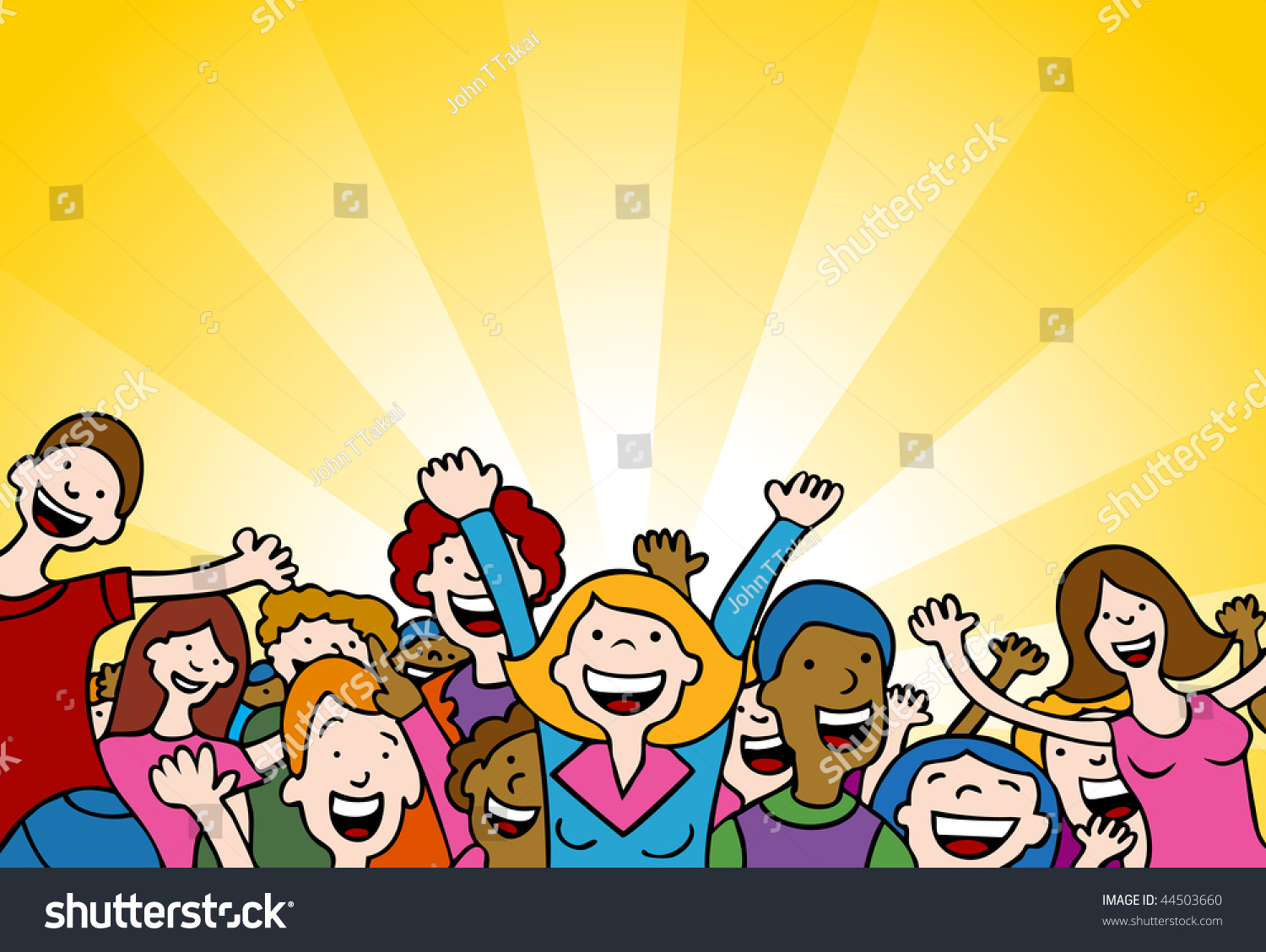 Cartoon Of People Cheering In Amazement. Stock Vector Illustration ...