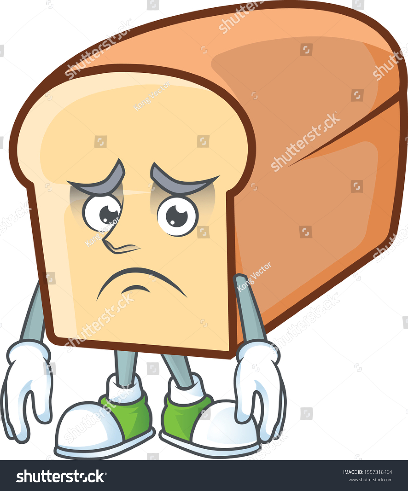 Cartoon White Bread Character Afraid Vector De Stock Libre De