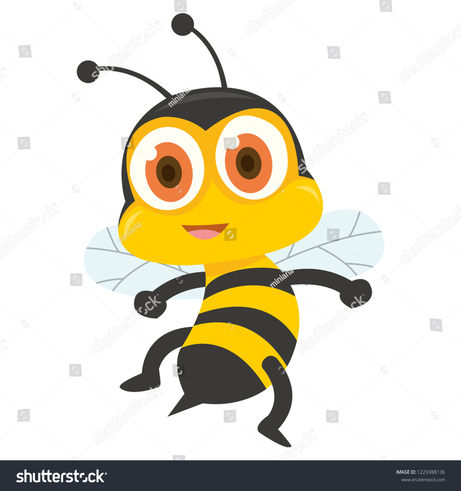 Cartoon Yellow Bee Showing His Sting Stock Vector Royalty Free 1229388136 4978