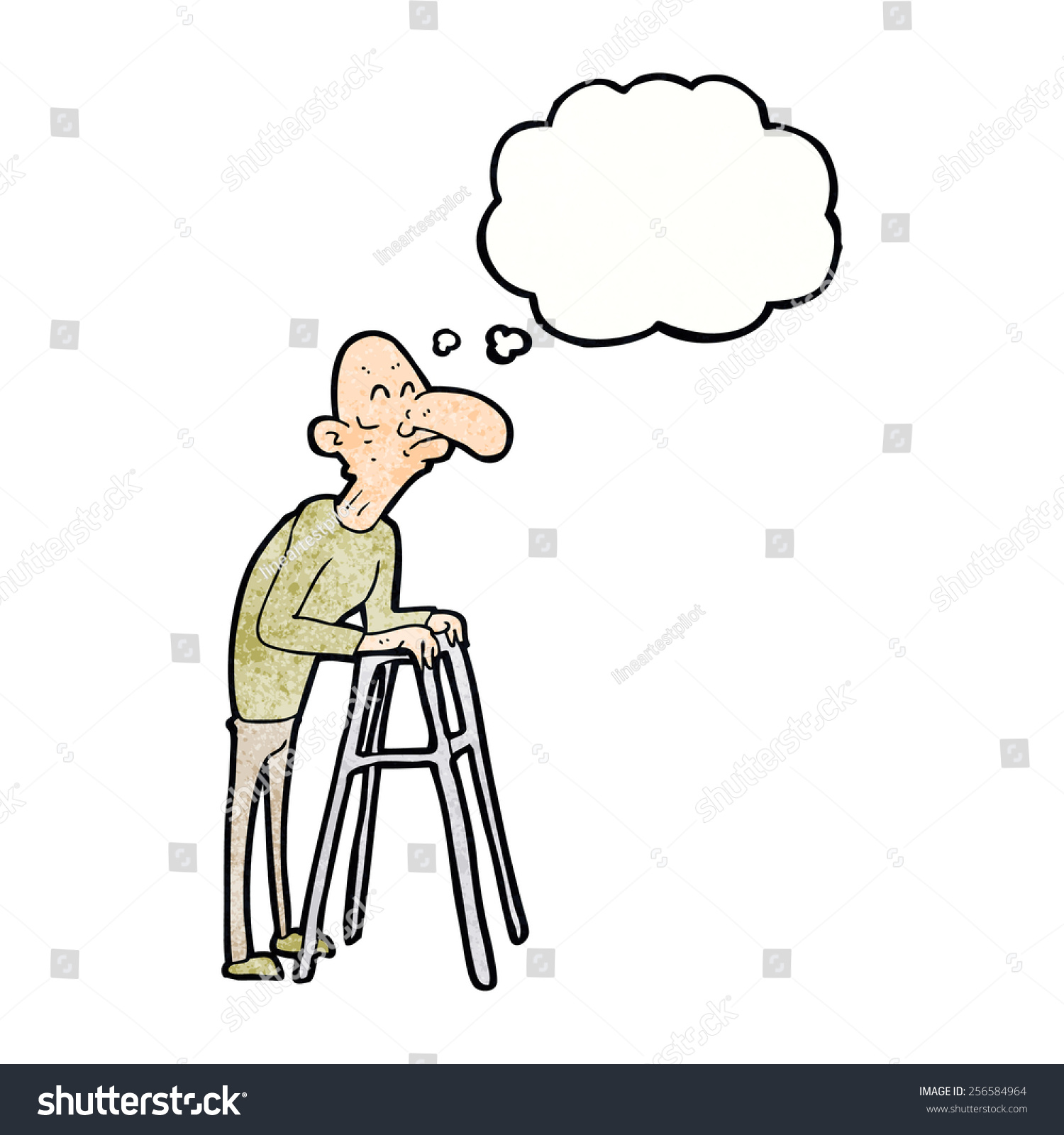 Cartoon Old Man Walking Frame Thought Stock Vector Royalty Free