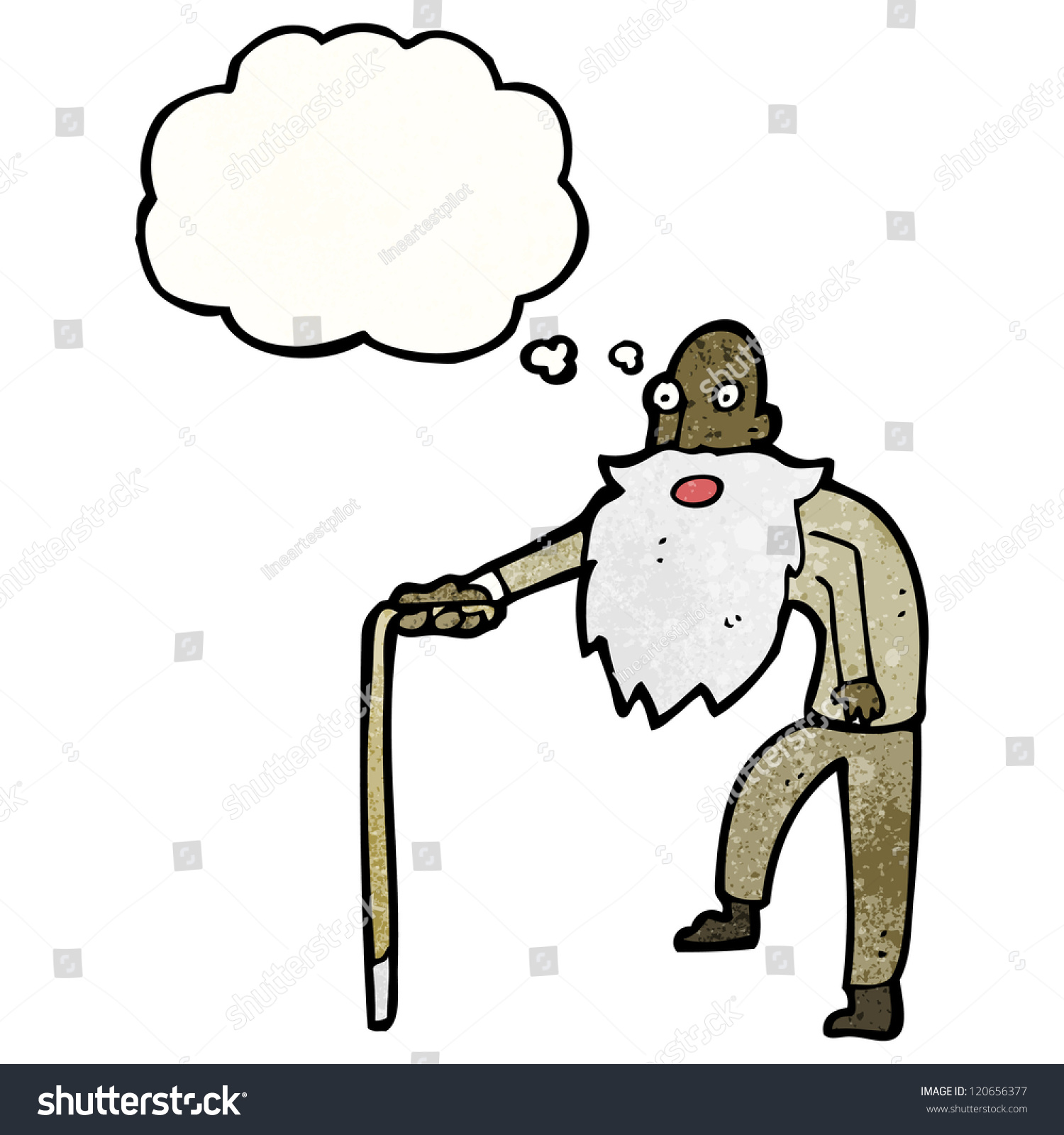 Cartoon Old Man Walking Stick เวกเตอร์สต็อก ปลอดค่าลิขสิทธิ์ 120656377