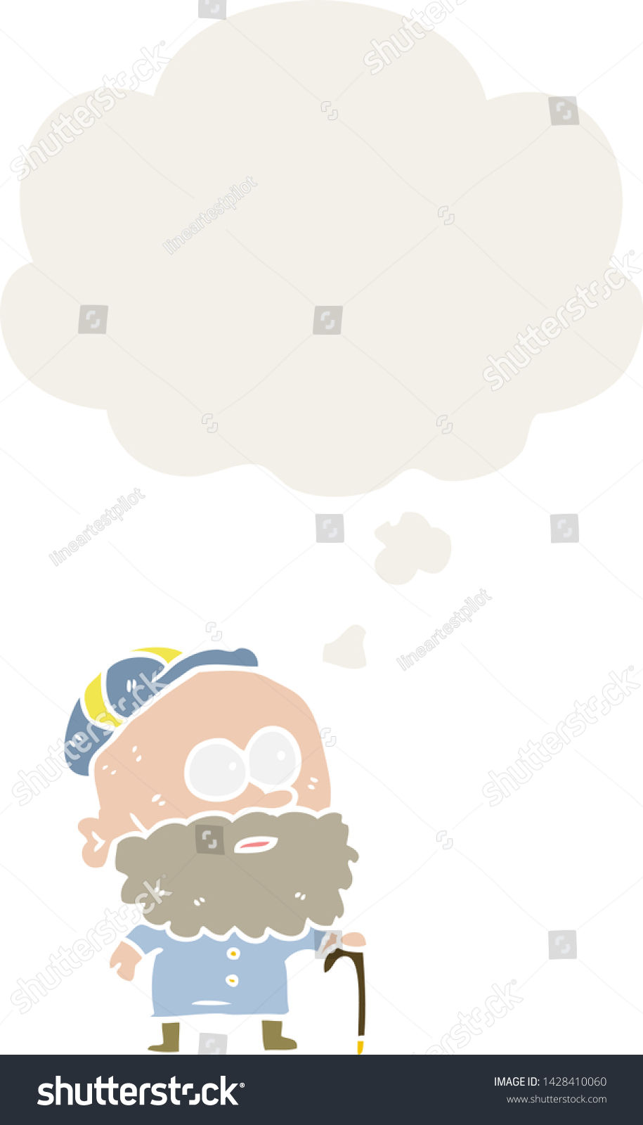 Cartoon Old Man Walking Stick Thought Stock Vector Royalty Free