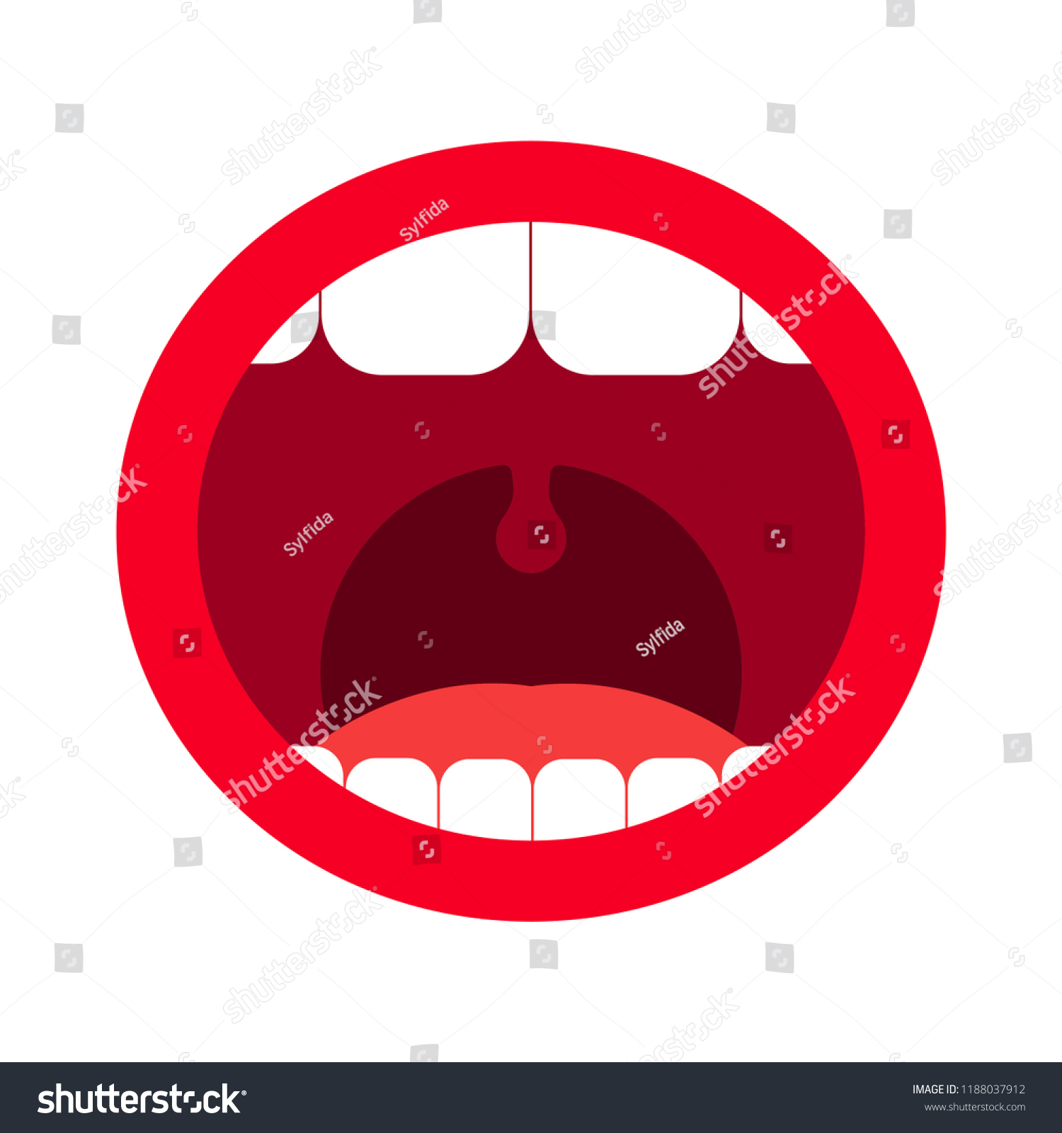 Vektor Stok Cartoon Open Mouth Teeth Vector Illustration Tanpa Royalti 1188037912 Shutterstock