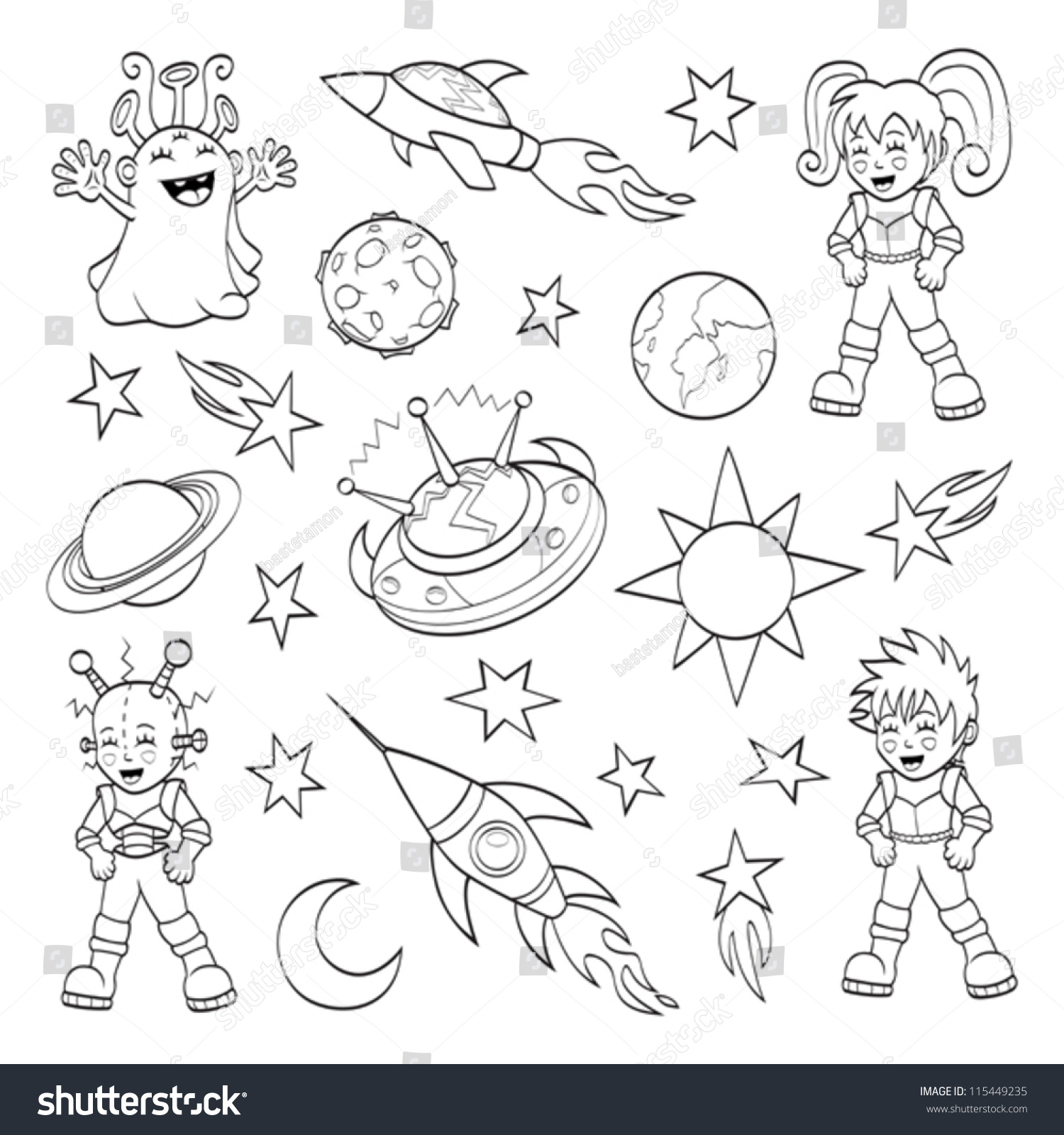 Cartoon Outer Space Set Vector Có Sẵn Miễn Phí Bản Quyền 115449235