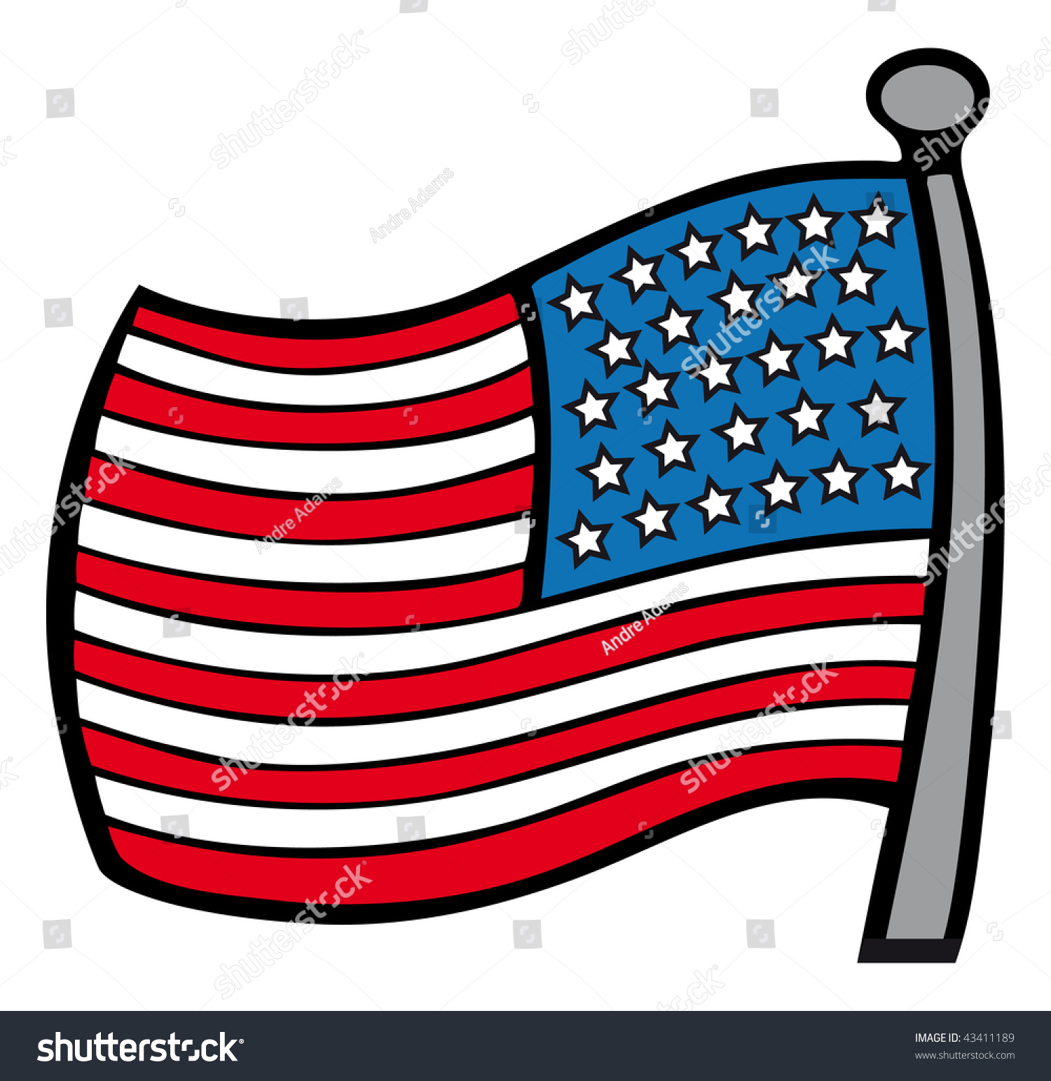 Download Cartoon Outline Vector Illustration American Flag Stock ...