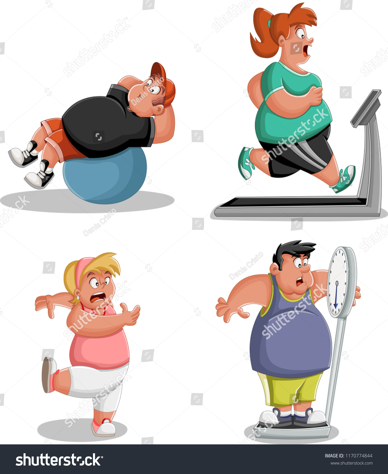 Cartoon Over Weight Athletes Training Fat Stock Vector (Royalty Free ...