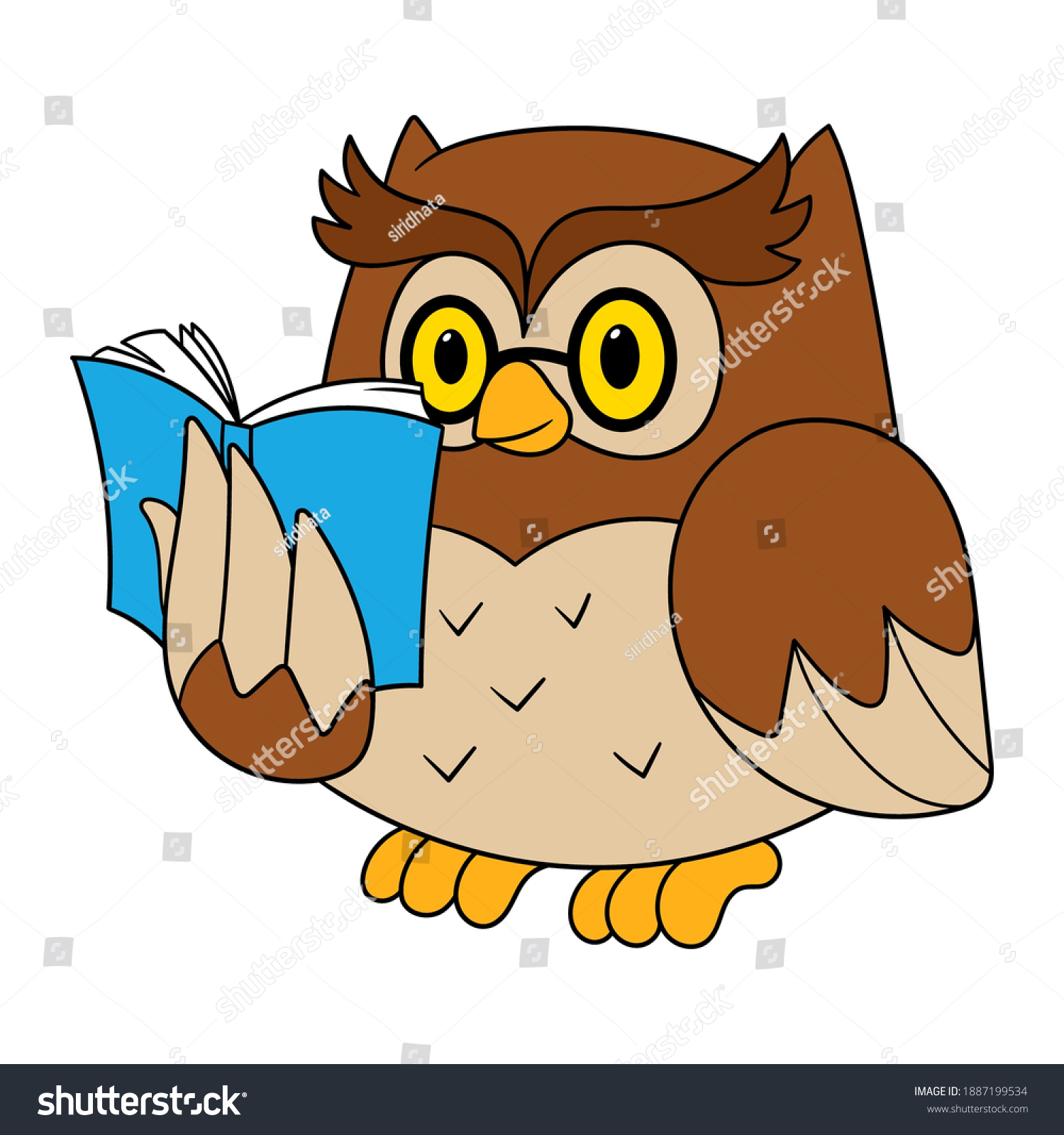 Cartoon Owl Reading Book Illustration Stock Vector (Royalty Free ...