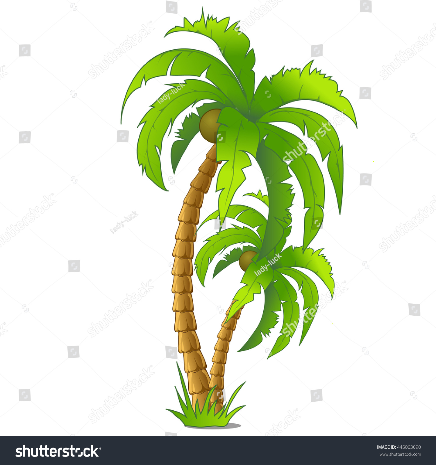 Cartoon Palm Tree Fruits Isolated On Stock Vector (Royalty Free ...