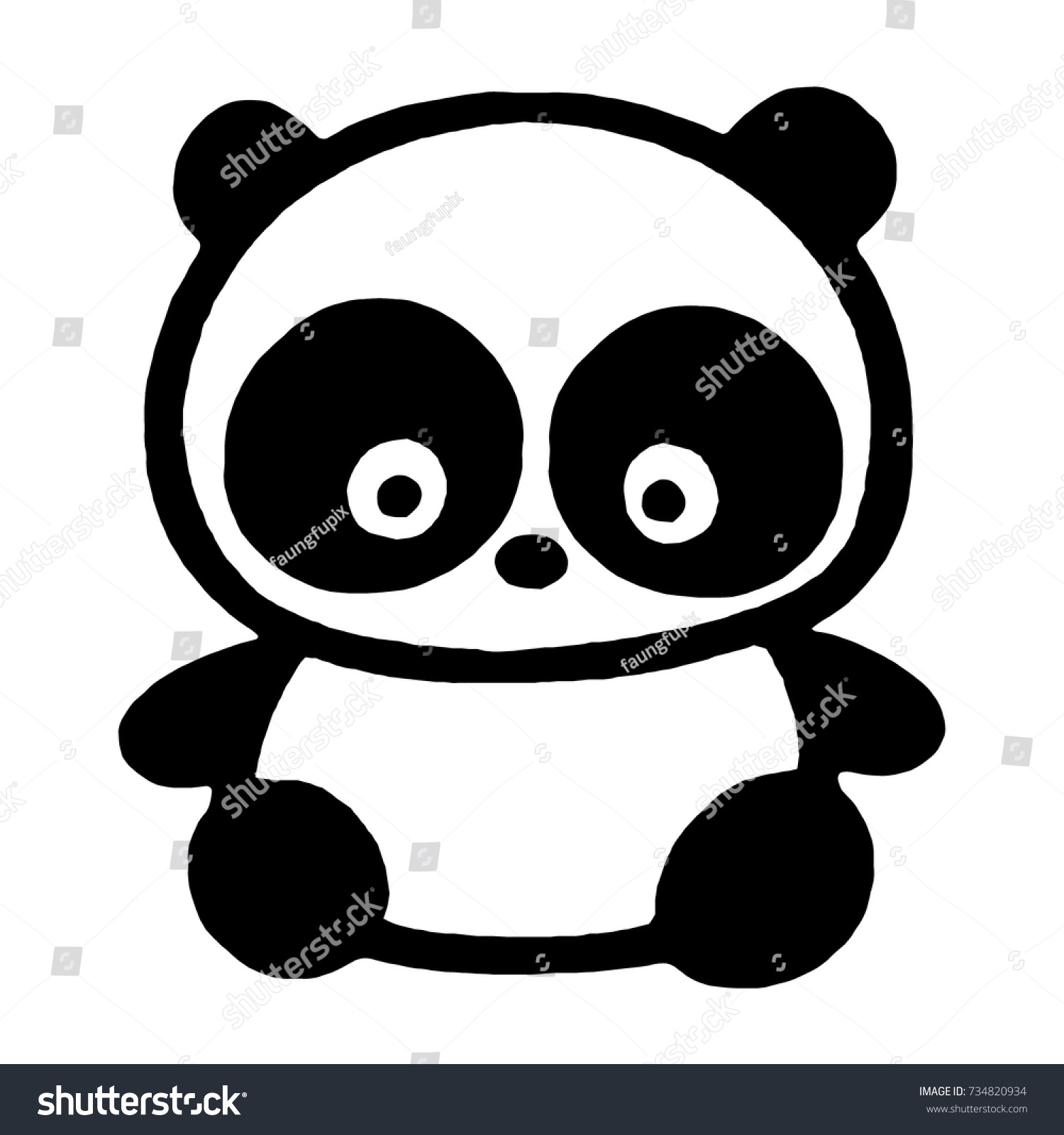 Cartoon Panda Hand Drawn Style Vector Arkivvektor Royaltyfri 734820934