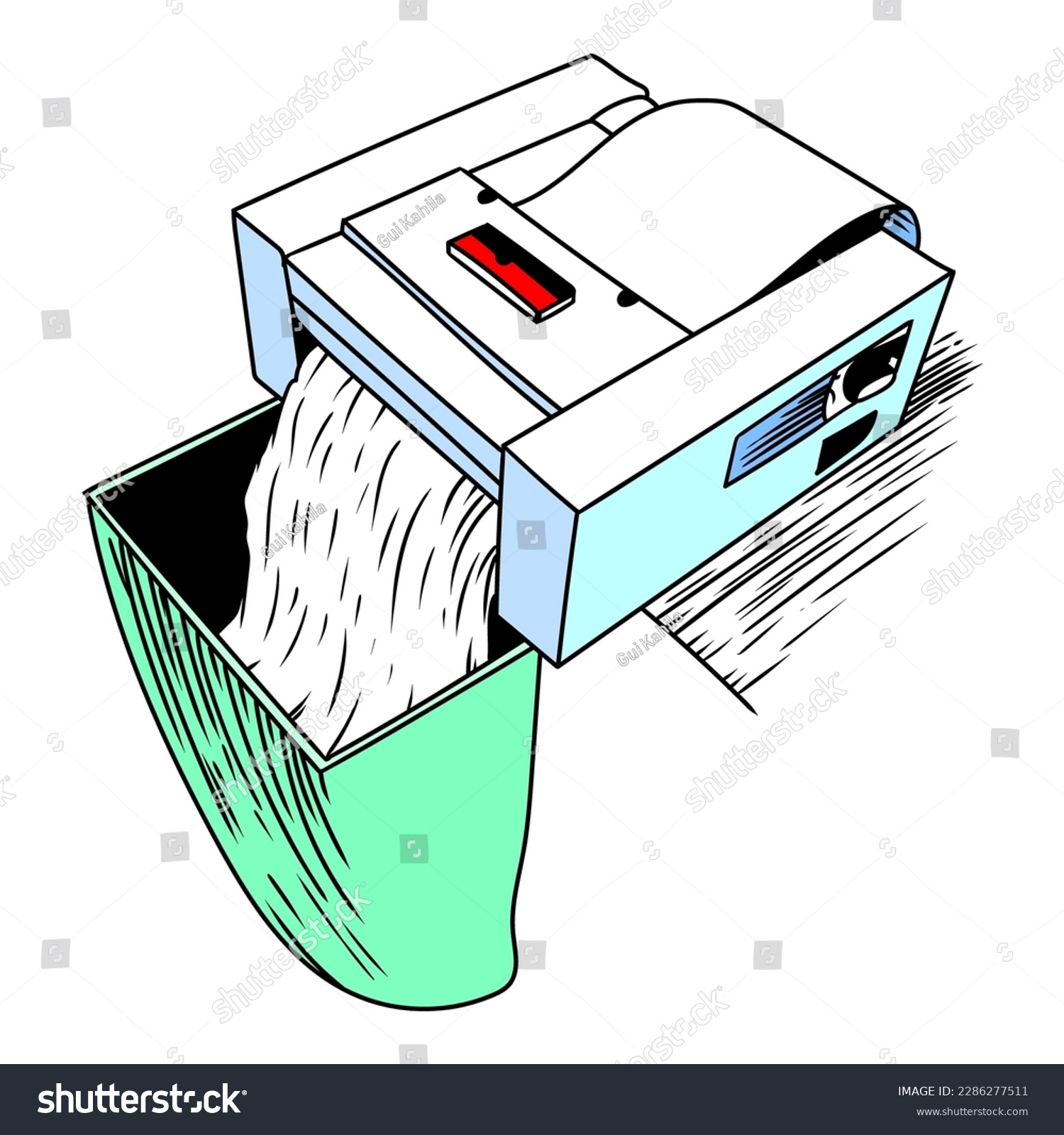 paper shredder, blue and green, action clip art preview