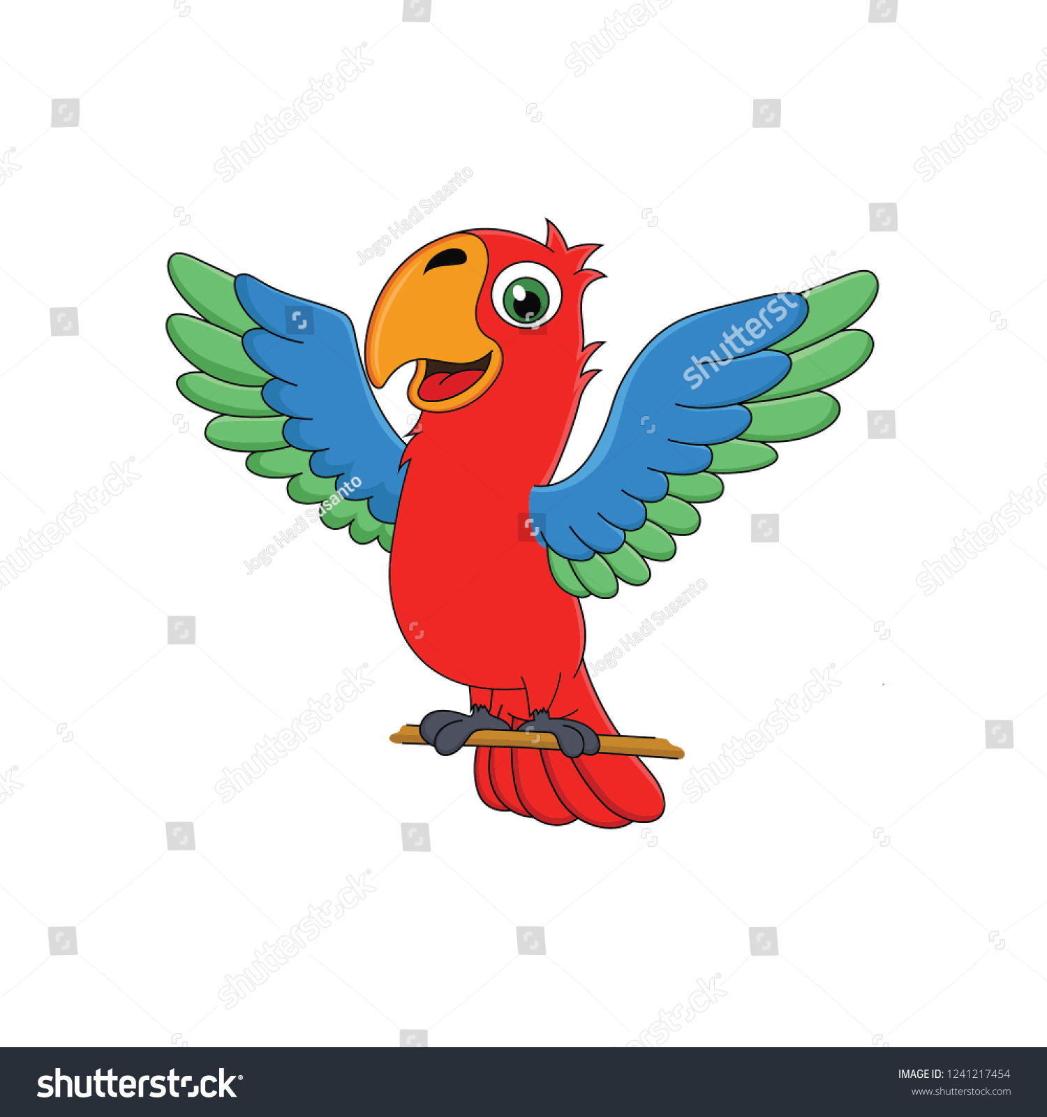 Cartoon Parrot Happy Face Stock Vector (Royalty Free) 1241217454 ...