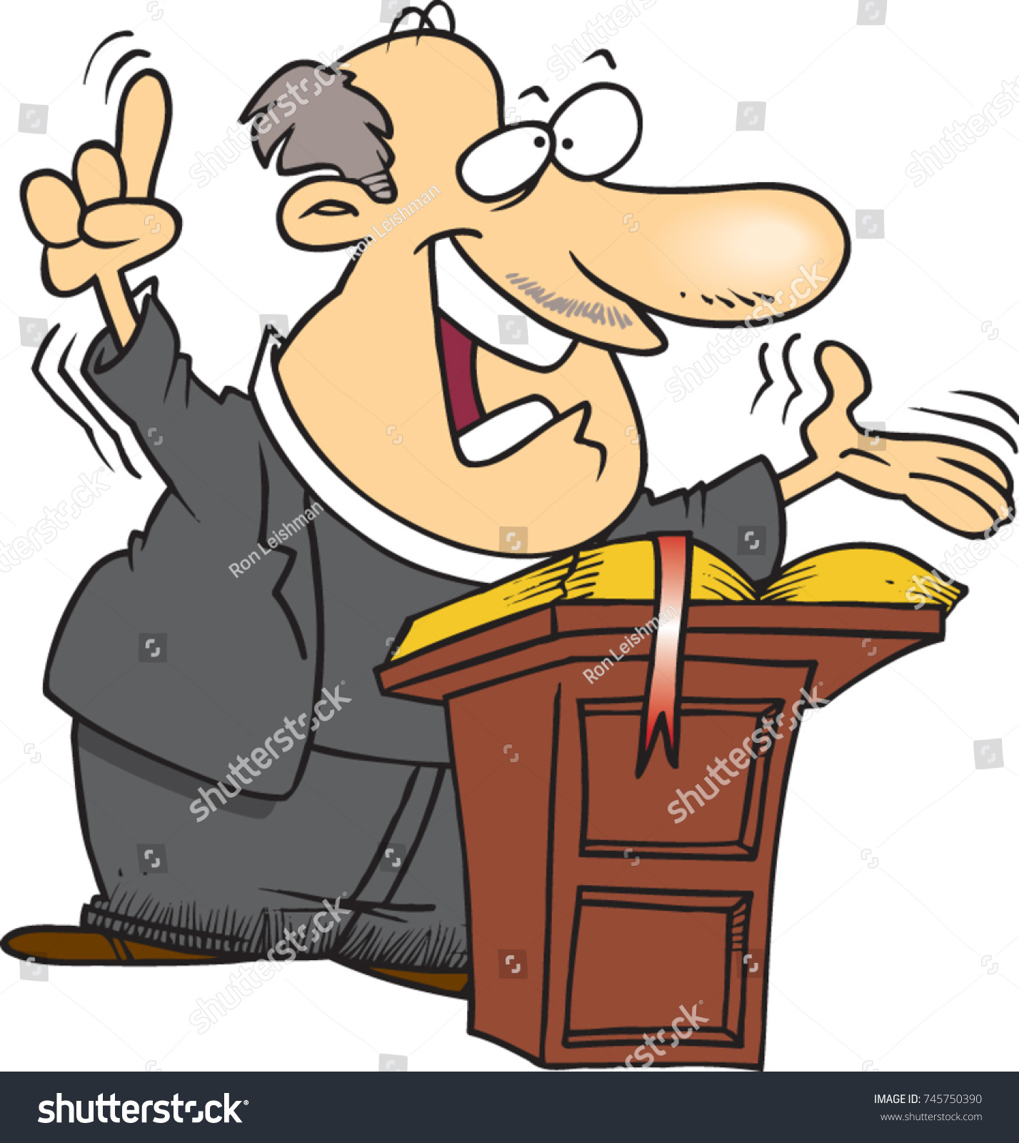 Cartoon Pastor Preaching Pulpit Stock Vector (Royalty Free) 745750390