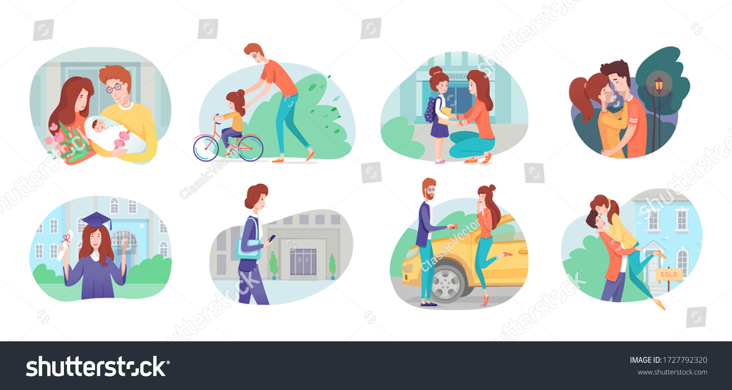 Cartoon People Characters Life Situations Vector Stock Vector (Royalty ...