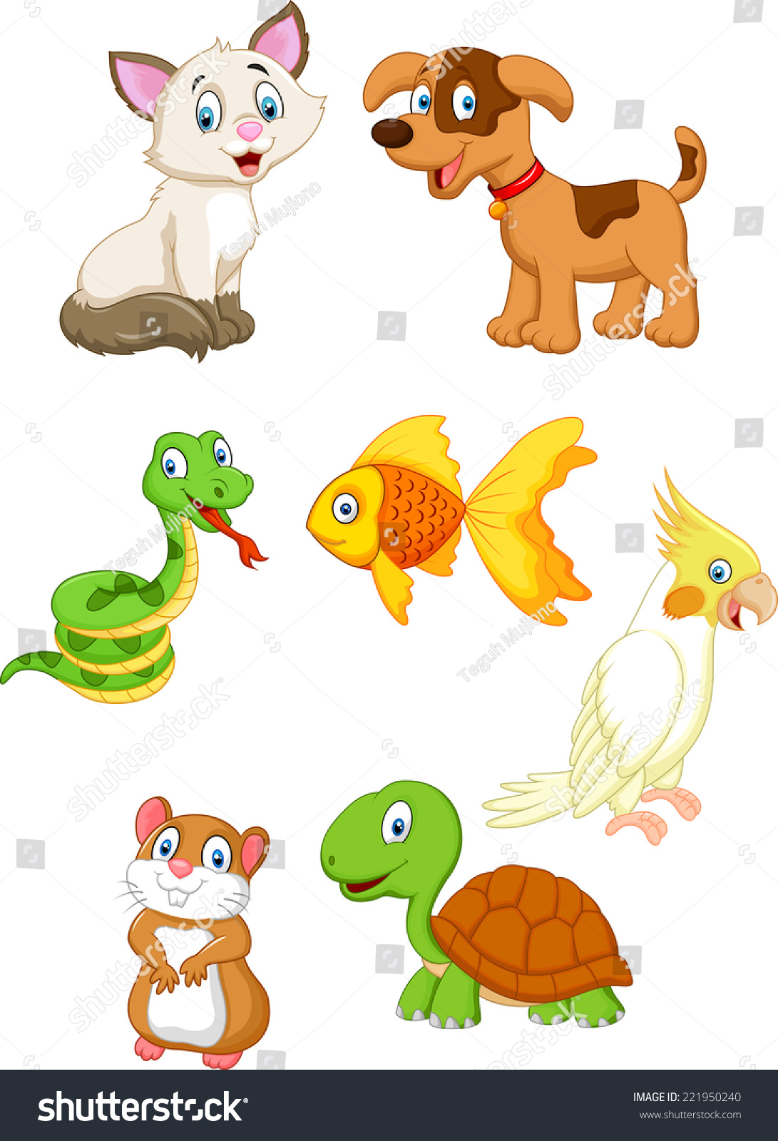 Cartoon Pet Collection Set Stock Vector (Royalty Free) 221950240