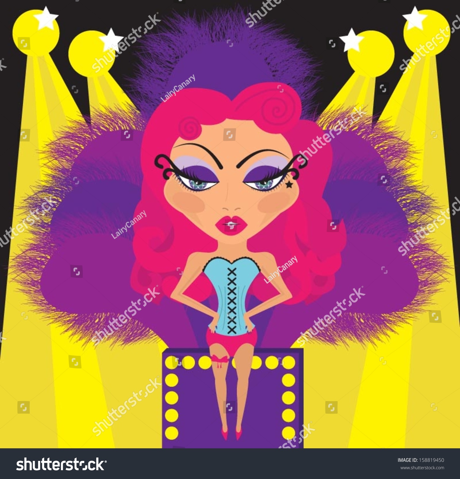 Cartoon Pink Haired Pinup Burlesque Girl Stock Vector Royalty Free