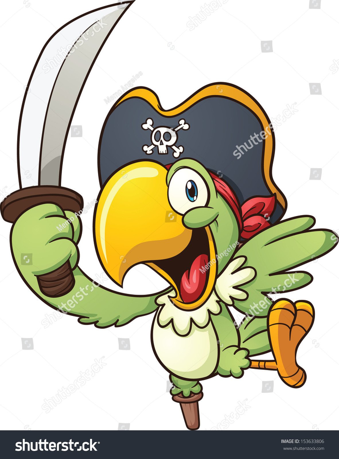 Cartoon Pirate Parrot. Vector Clip Art Illustration With Simple ...