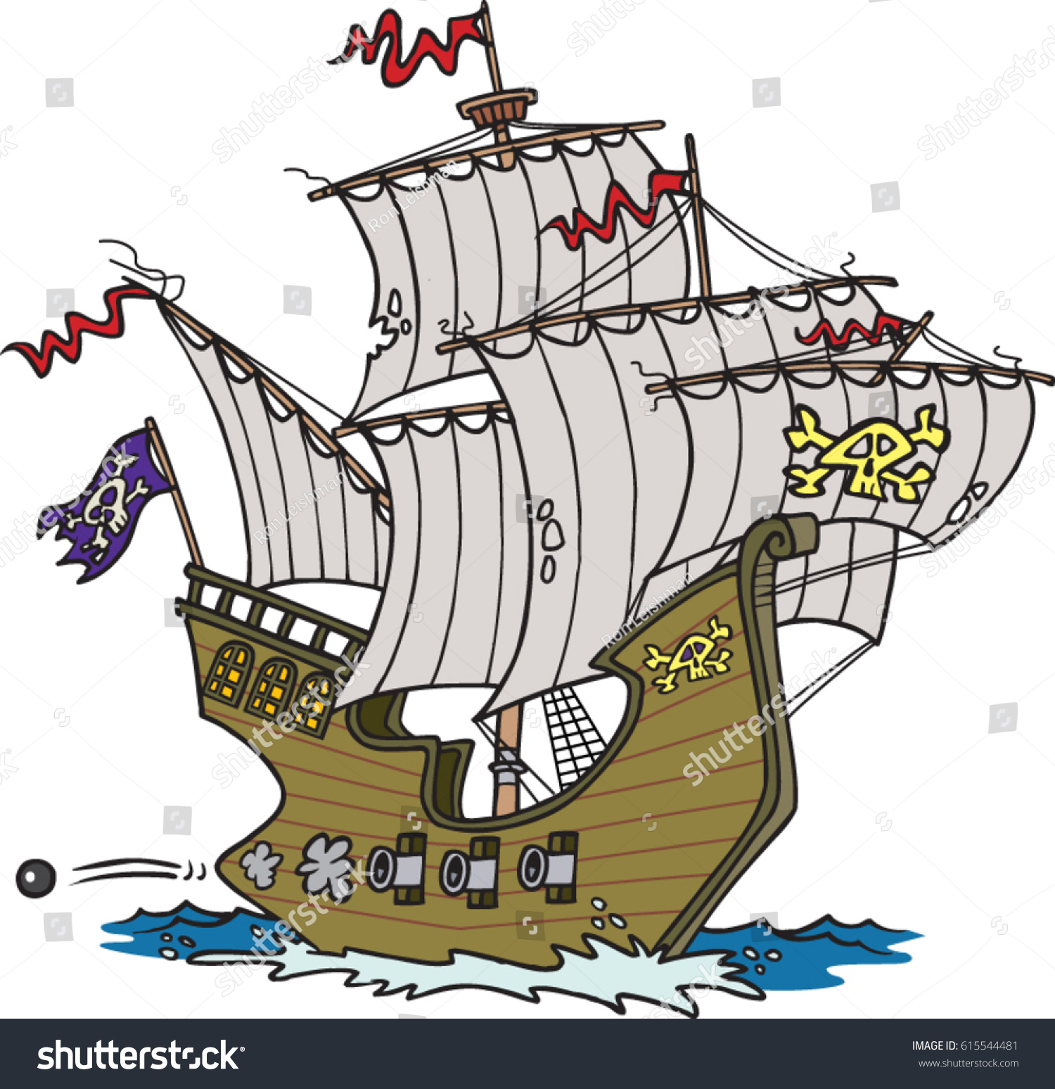 Cartoon Pirate Ship Stock Vector (Royalty Free) 615544481 - Shutterstock