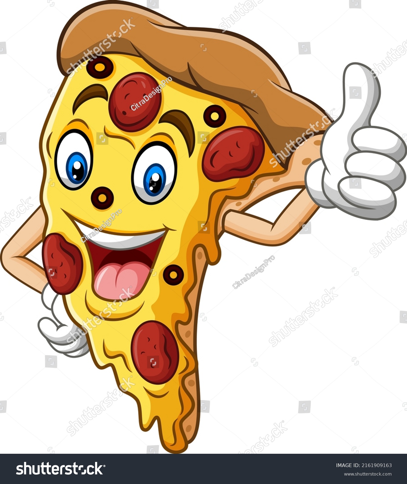 Cartoon Pizza Giving Thumb Stock Vector (Royalty Free) 2161909163 ...