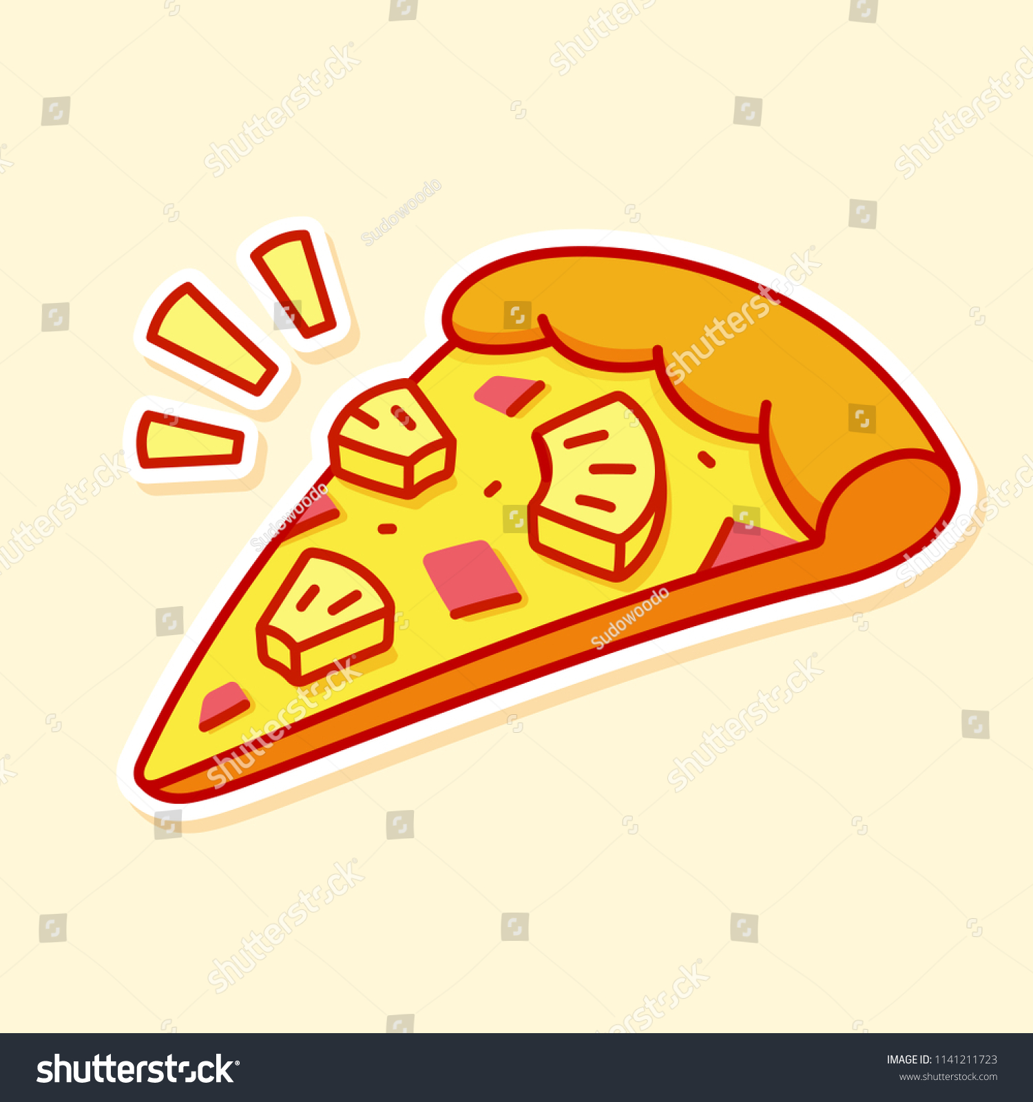 Vector De Stock Libre De Regalias Sobre Pizza De Caricatura Con Pina Y