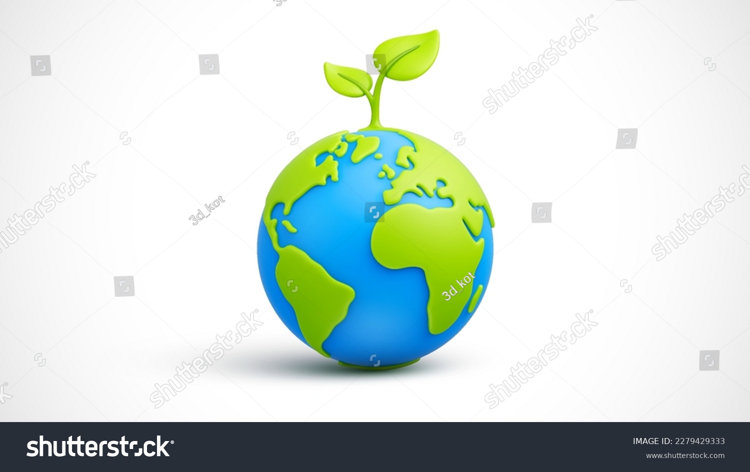 SVG of Cartoon planet Earth with green sprout and leaves on white background. Planet Earth day or Environment day concept. Save green planet concept. Vector illustration svg