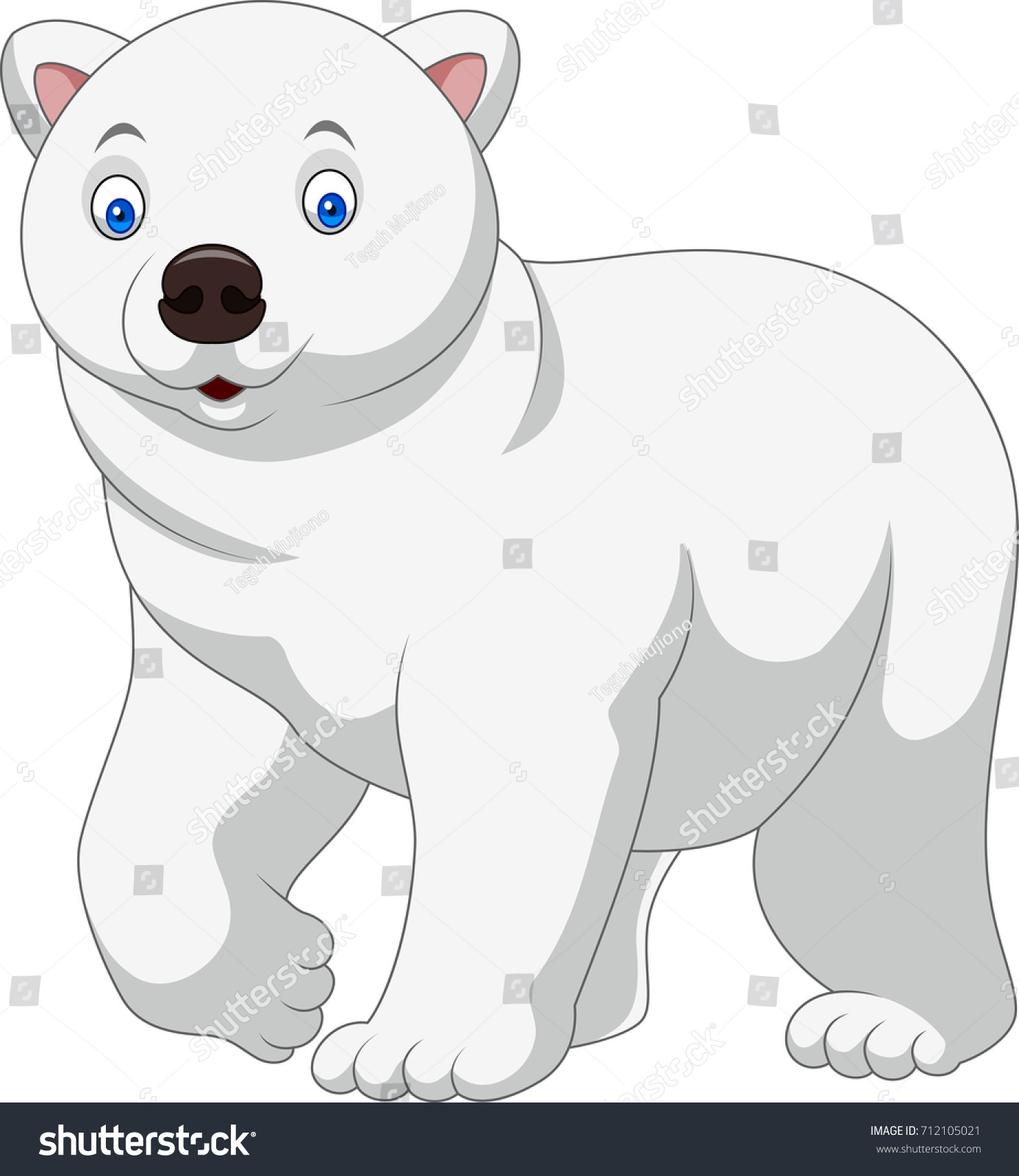 Cartoon Polar Bear Isolated On White Stock Vector (Royalty Free ...