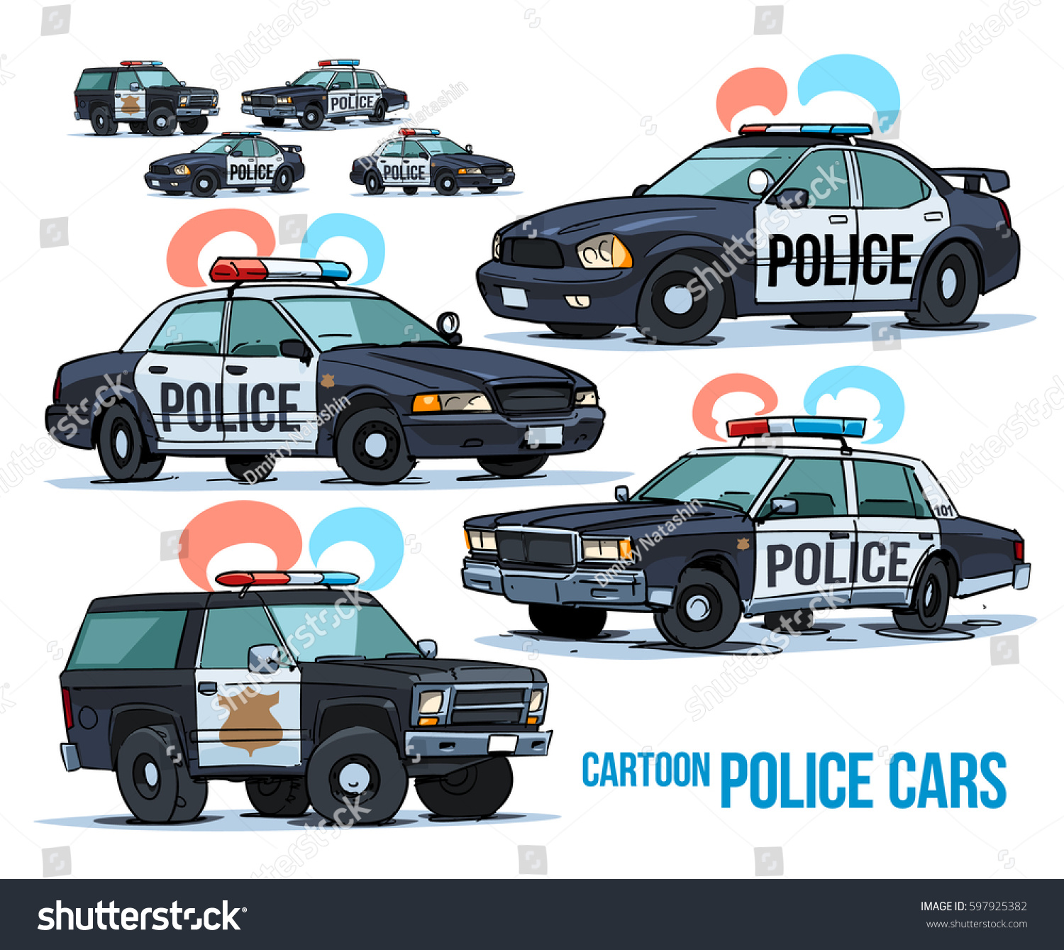 SVG of Cartoon Police Cars isolated on white svg