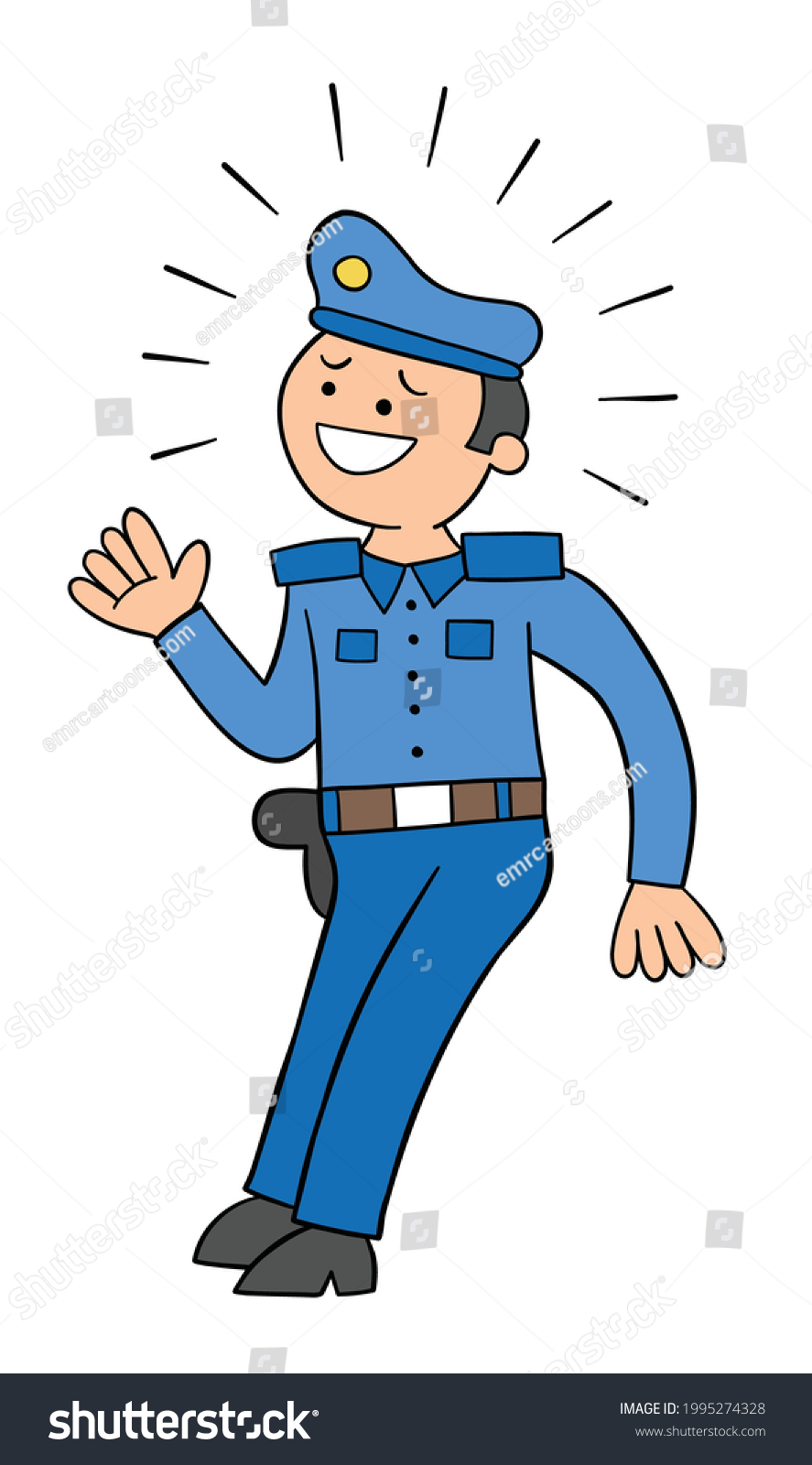 Cartoon Police Scared Vector Illustration Colored Stock Vector (Royalty ...