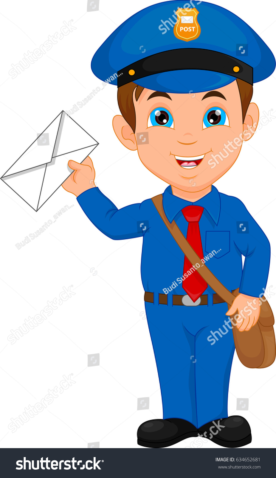 Cartoon Postman Holding Mail Stock Vector 634652681 - Shutterstock