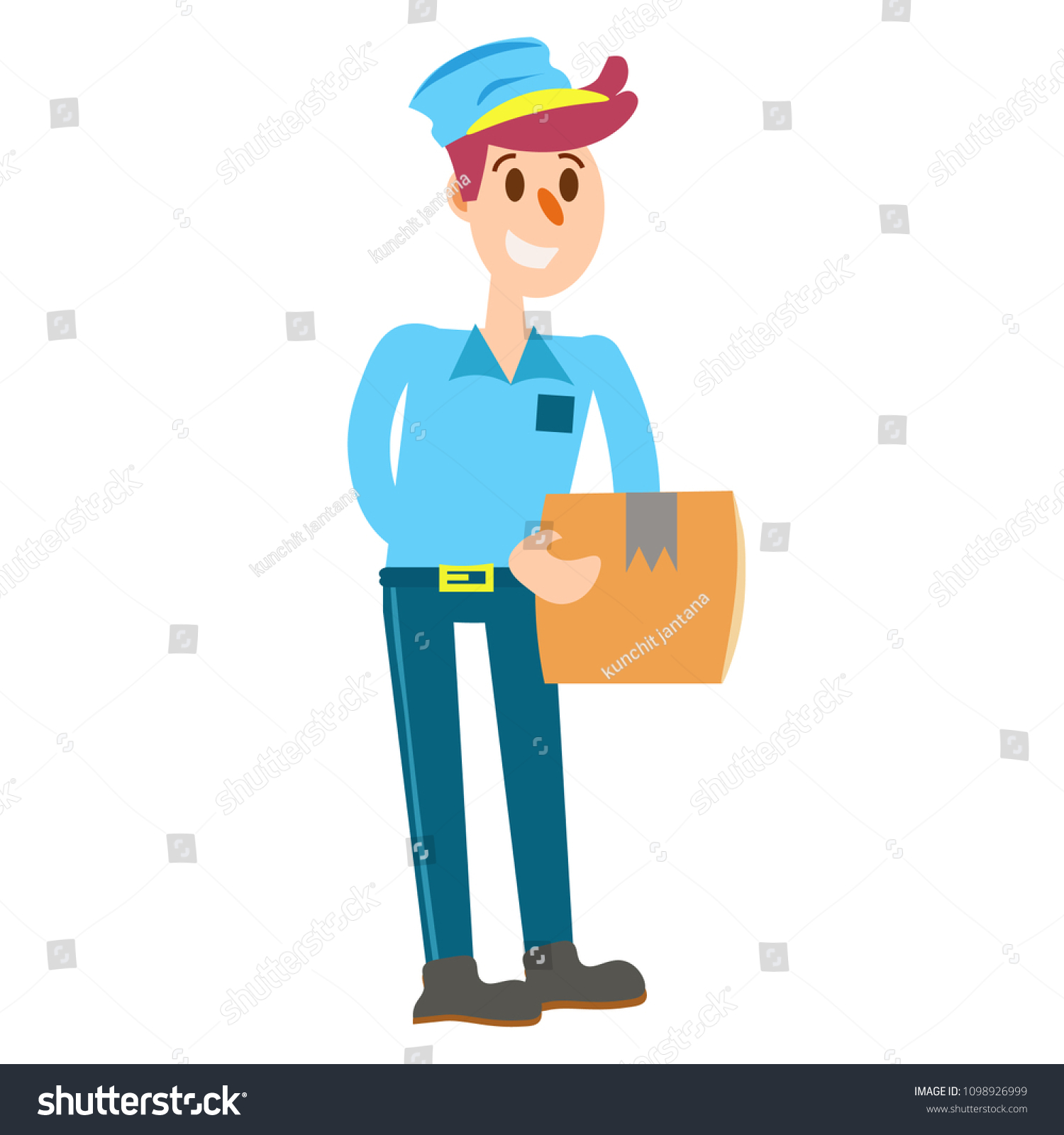 Cartoon Postman Holding Mail Vector Illustrations