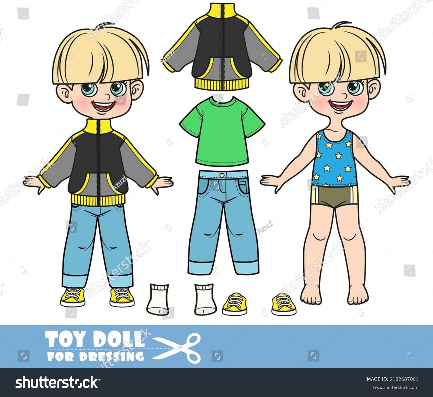 Cartoon Pottrimmed Boy Dressed Clothes Separately Stock Vector (Royalty ...