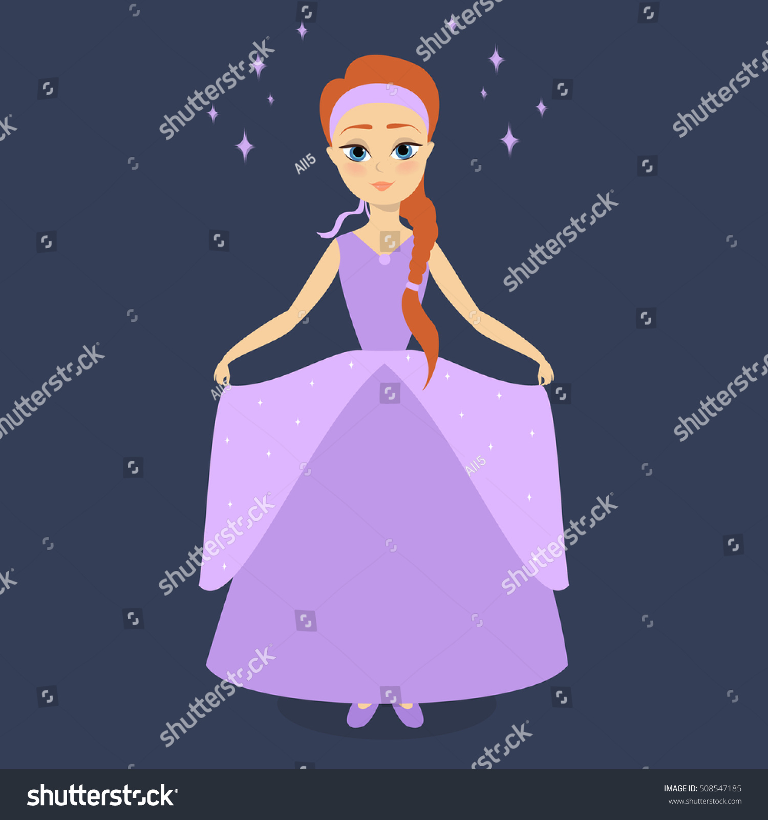 Cartoon Princess Ball Gown Purple Vector Stock Vector (Royalty Free ...